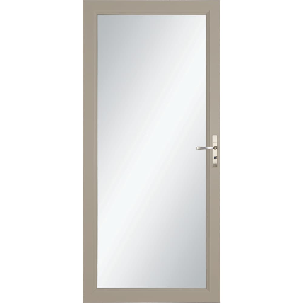 LARSON Signature Selection 36-in x 81-in Sandstone Full-view Interchangeable Screen Aluminum Storm Door with Brushed Nickel Handle in Brown -  1490409217S