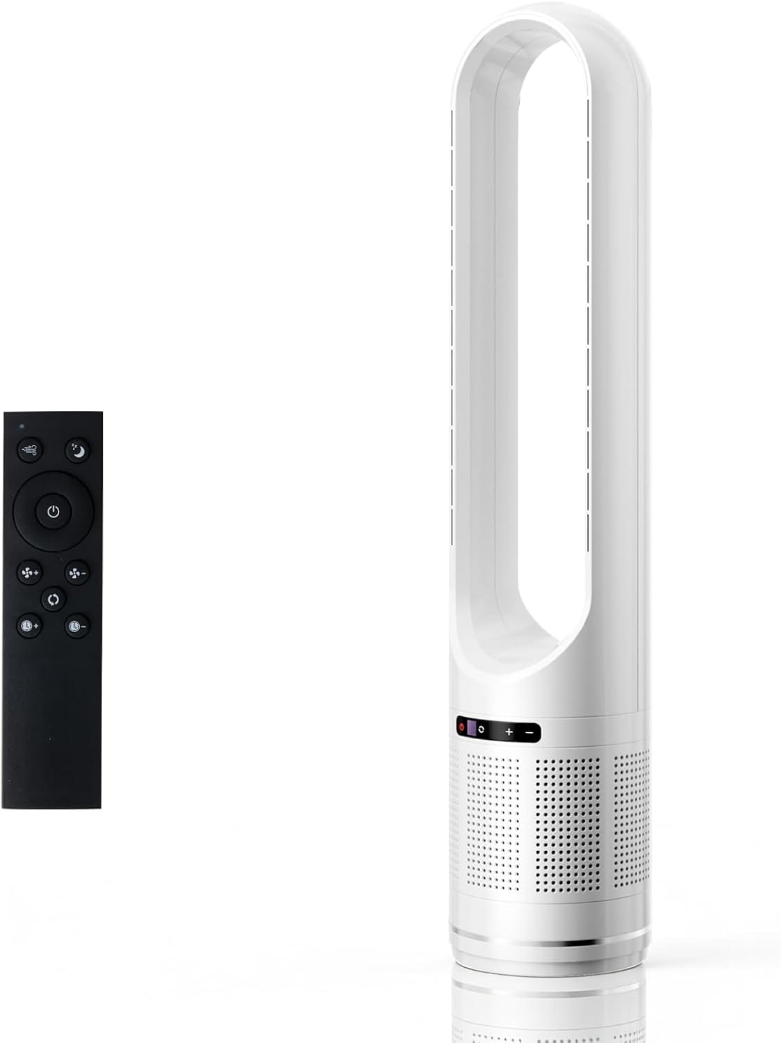 OOU 41 Inch Bladeless Tower Fan with Remote Control 80 Wide Angle Oscillation Quiet Cooling Fan with 8 Speeds Sleep Mode Timer for Home Bedroom Living Room White