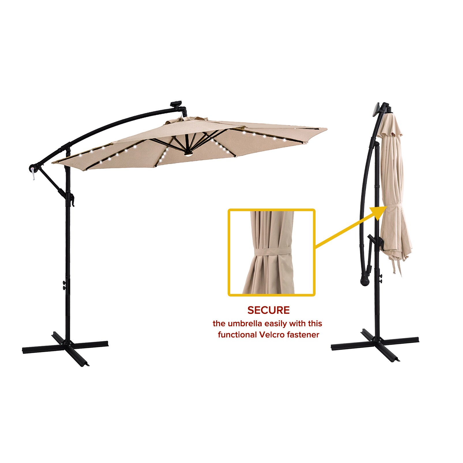 FLAME&SHADE 9.67-ft Steel Octagon Beige No-tilt Cantilever Patio ...