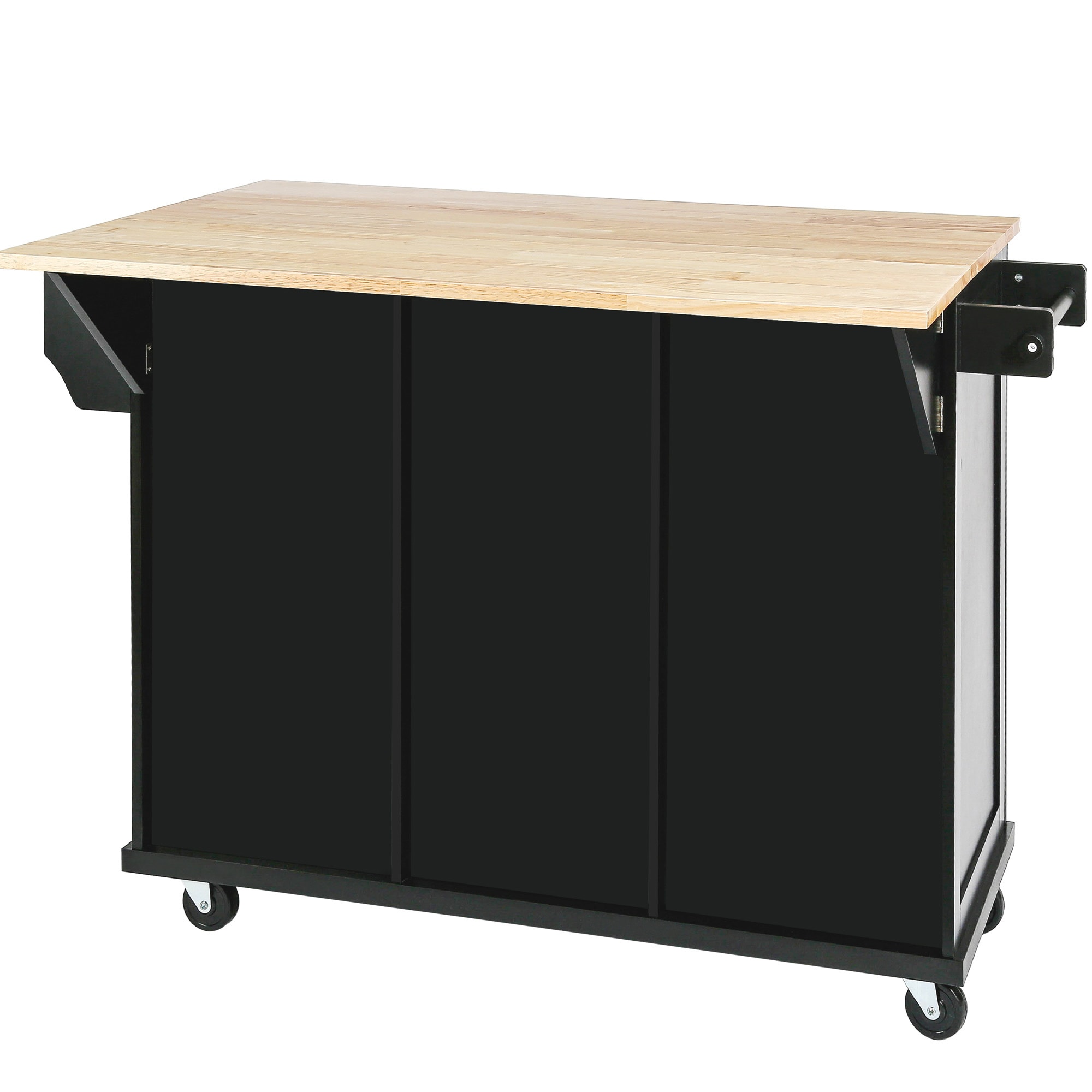 BABOOM Black Mdf Base with Wood Top Rolling Kitchen Island (29.5-in x ...