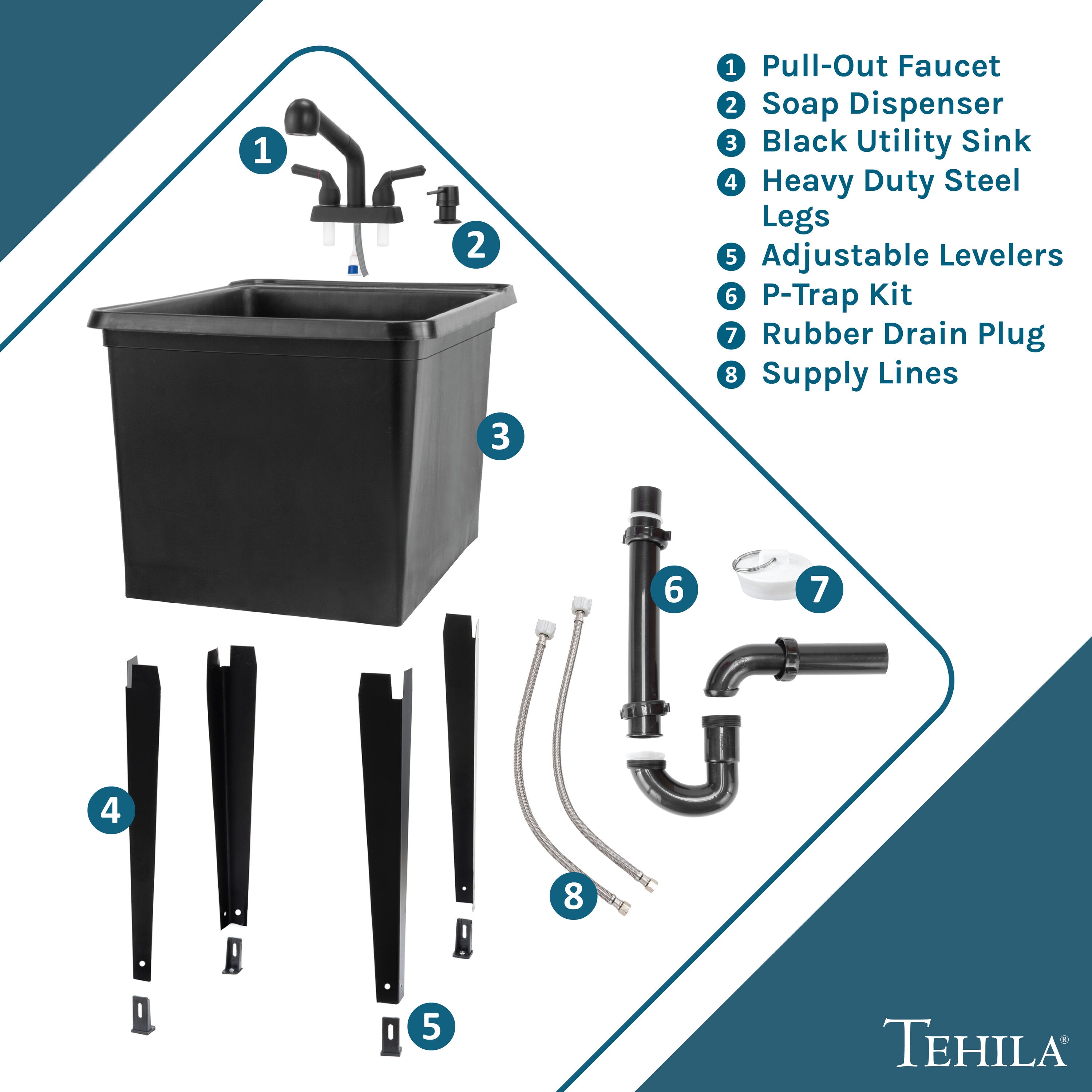 Cambridge Resources 040 US8000BLKBLK Laundry-Tubs-Utility-Sinks - View #8