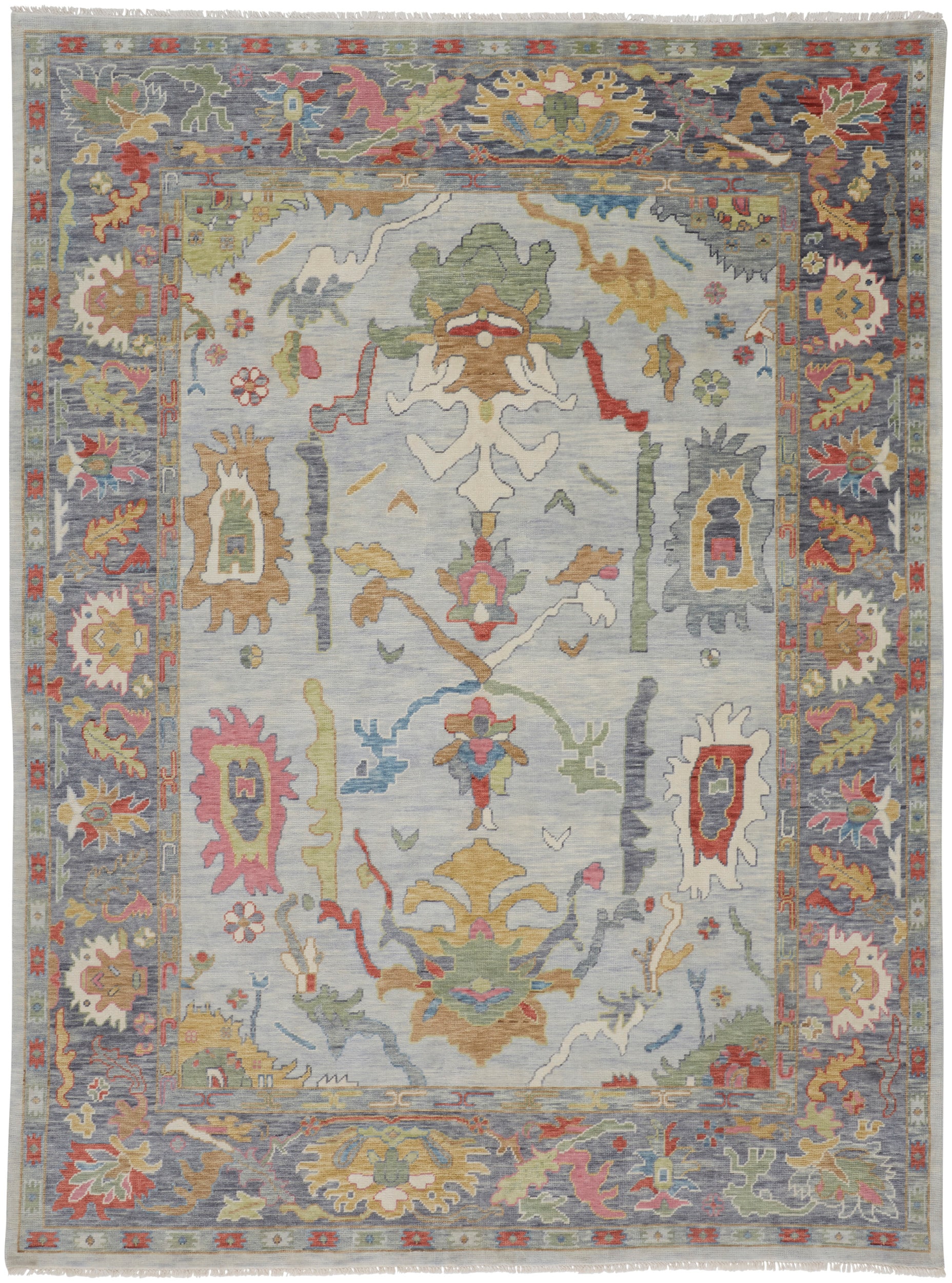 Room Envy 909R6794BLUMLTH50 Larson 10 x 14 (ft) Knotted Wool Dark Denim Blue/Cool Gray Rectangular Indoor Floral/Botanical Global Area rug