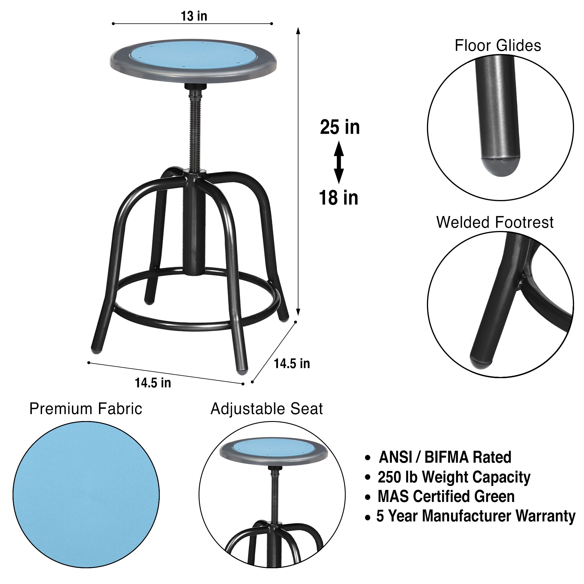 Hampden Furnishings HMD6800BK-LB Creepers-Workseats - View #5