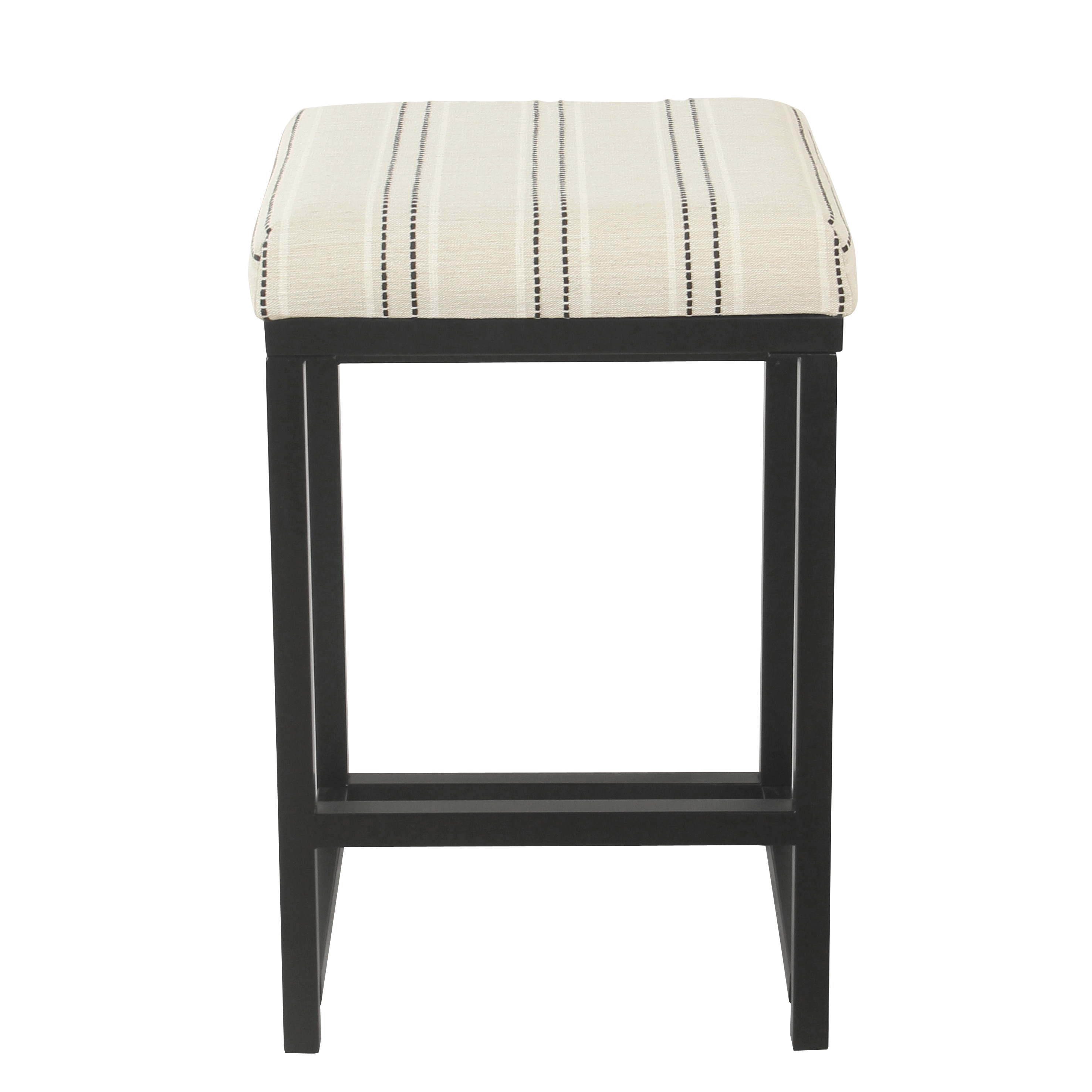 HomePop K7651.24-F2353 1 Barstool Black and White Stripe 24-in H Counter height Square seat Upholstered Metal Bar Stool
