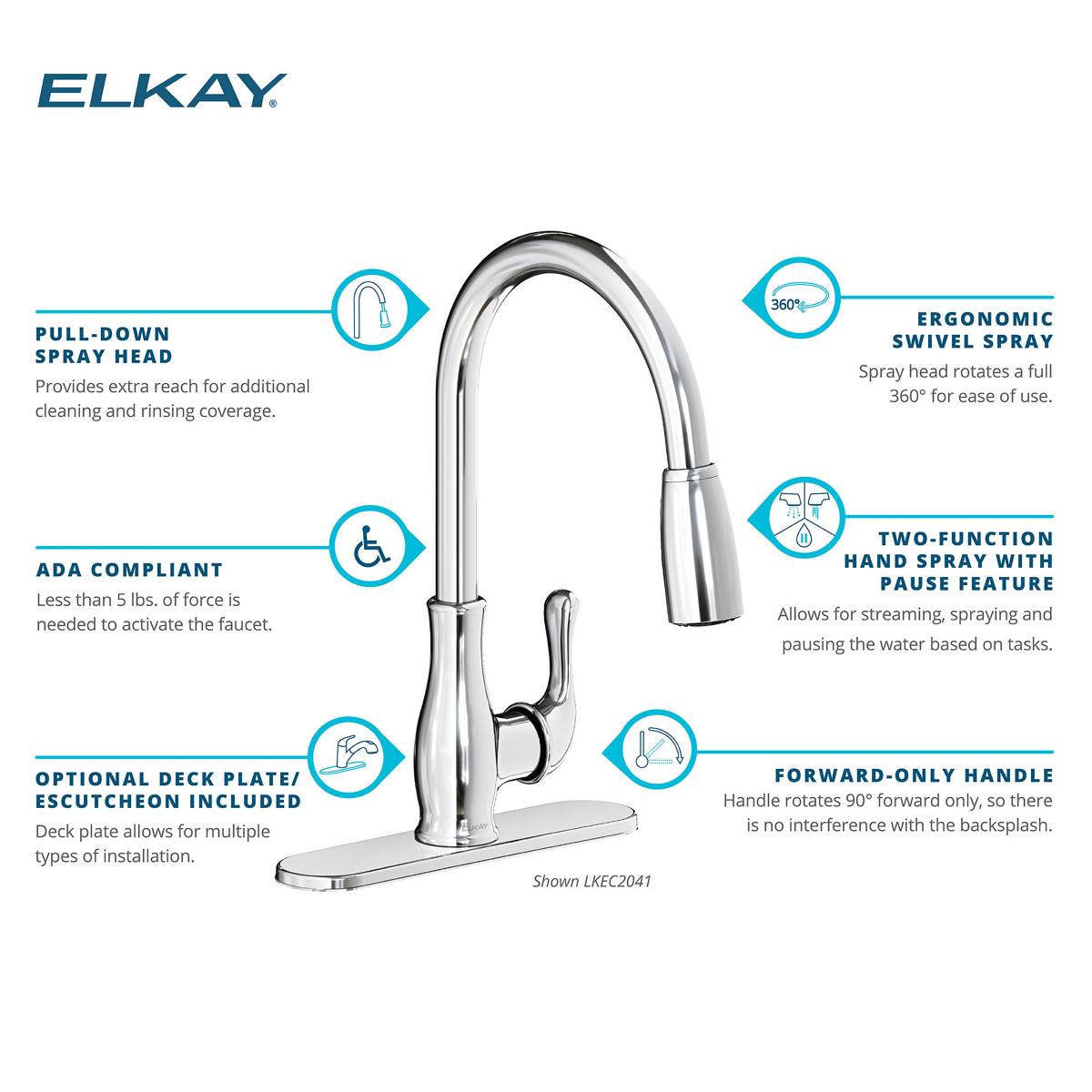 Elkay Explore Chrome Single Handle Pull Down Kitchen Faucet With   49502023 