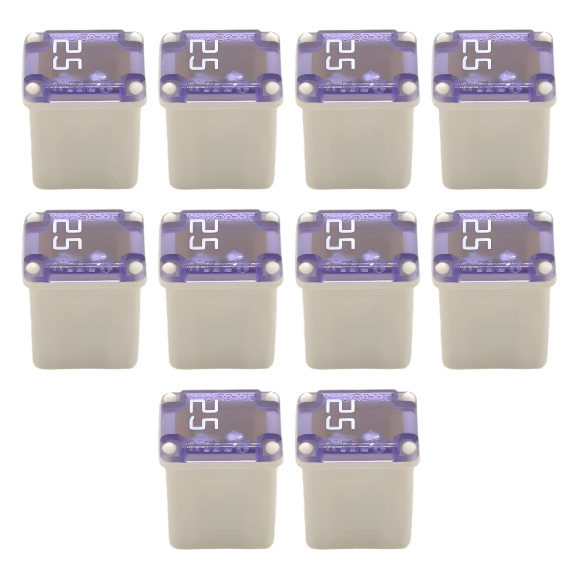 CYIKE  10PCS 25 Amp Car Micro Cartridge Fuses Low Profile Mini Box Shaped Vehicle Square Female Fuses Slow Blow FMM Mcase Type Replacement for