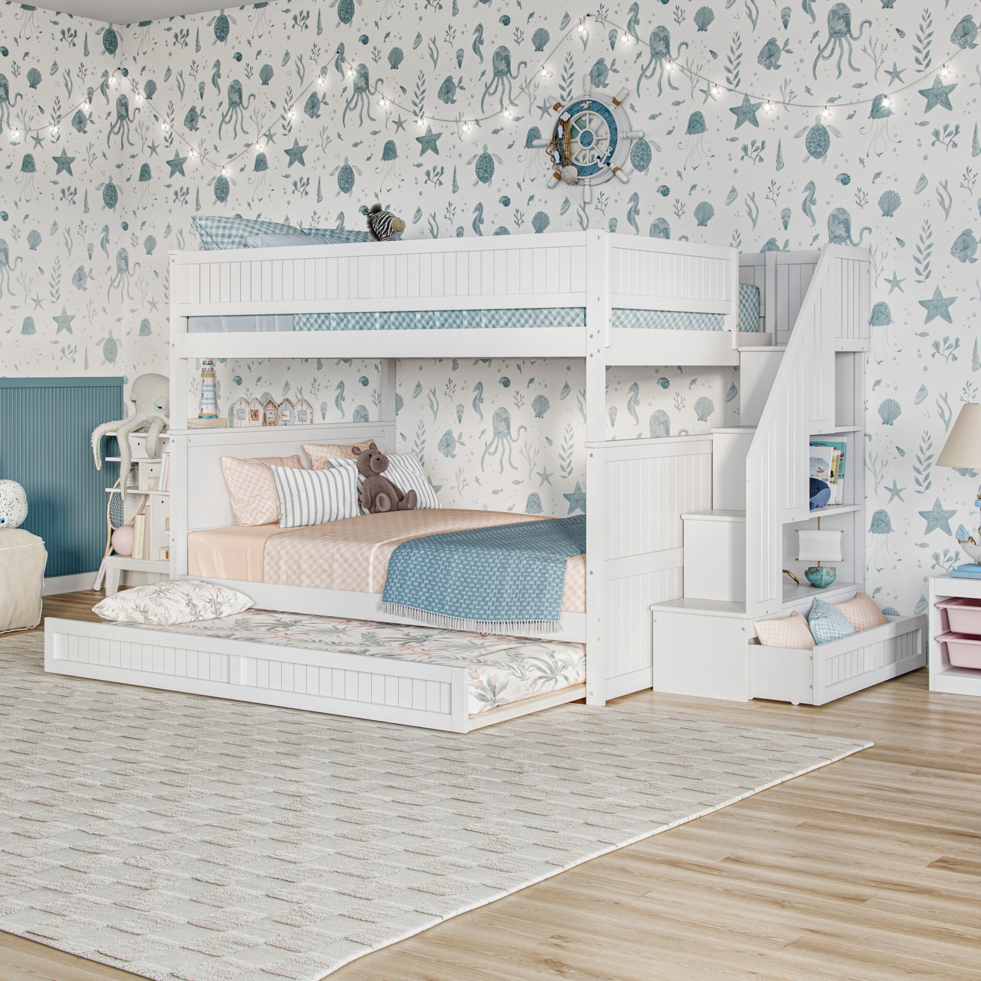 AFI AB68882 Dover Bunk Bed White Full over full Bunk Bed