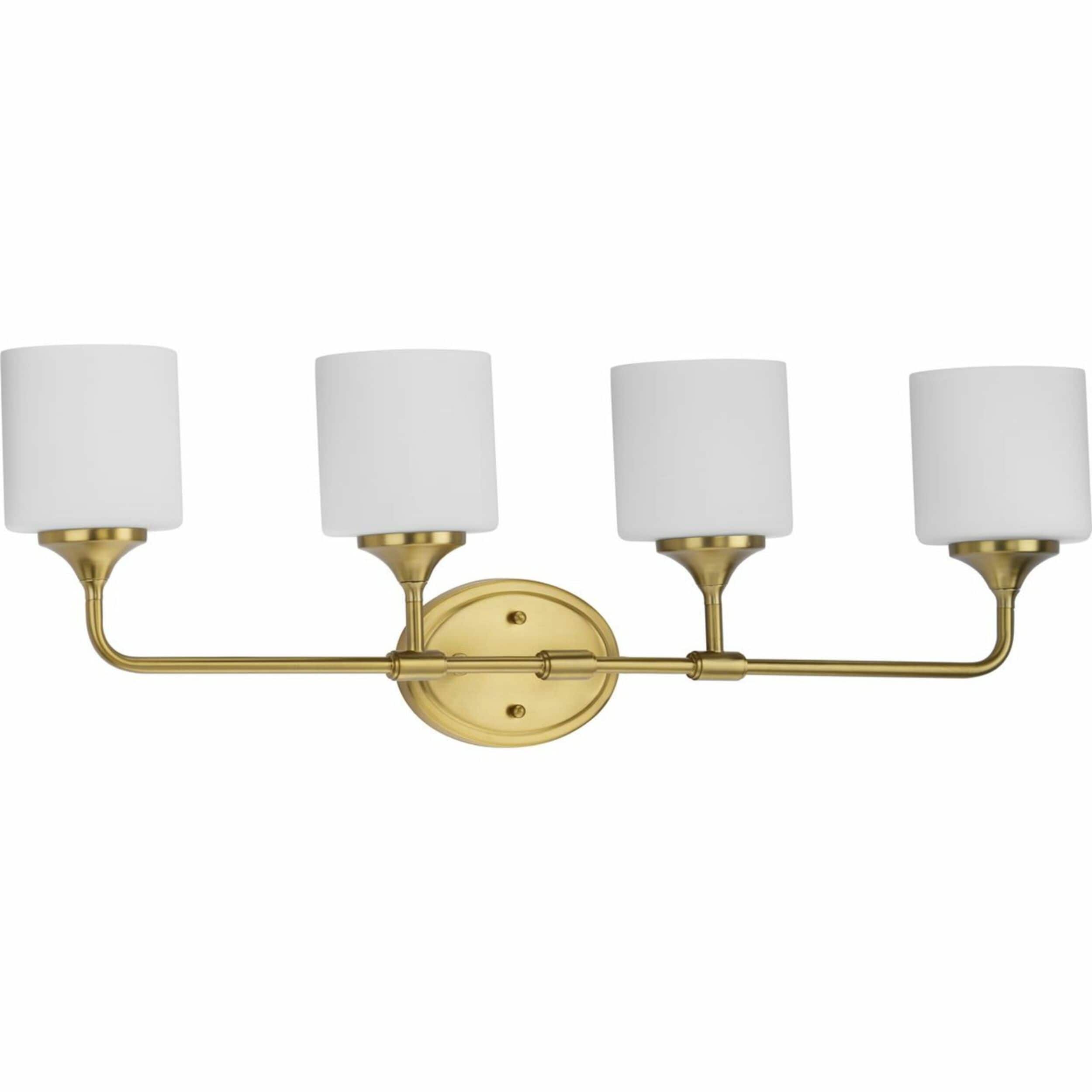Progress Lighting P2804-191 Lynzie 33.25-in 4 -Light Brushed Gold Transitional Vanity light