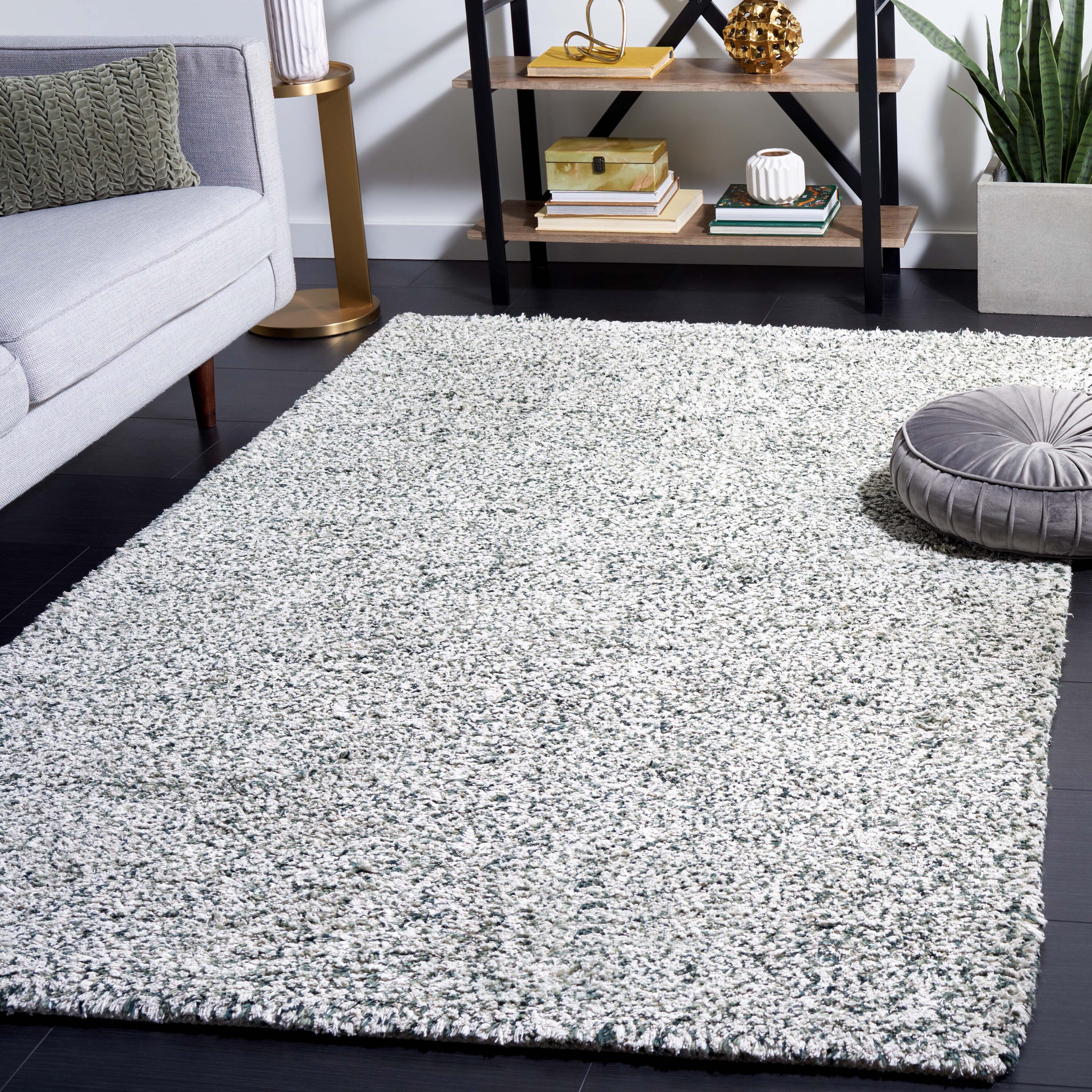  Berber 101 Ivory/Green Shag/Flokati 5ft x 8ft Medium Rectangle Rug