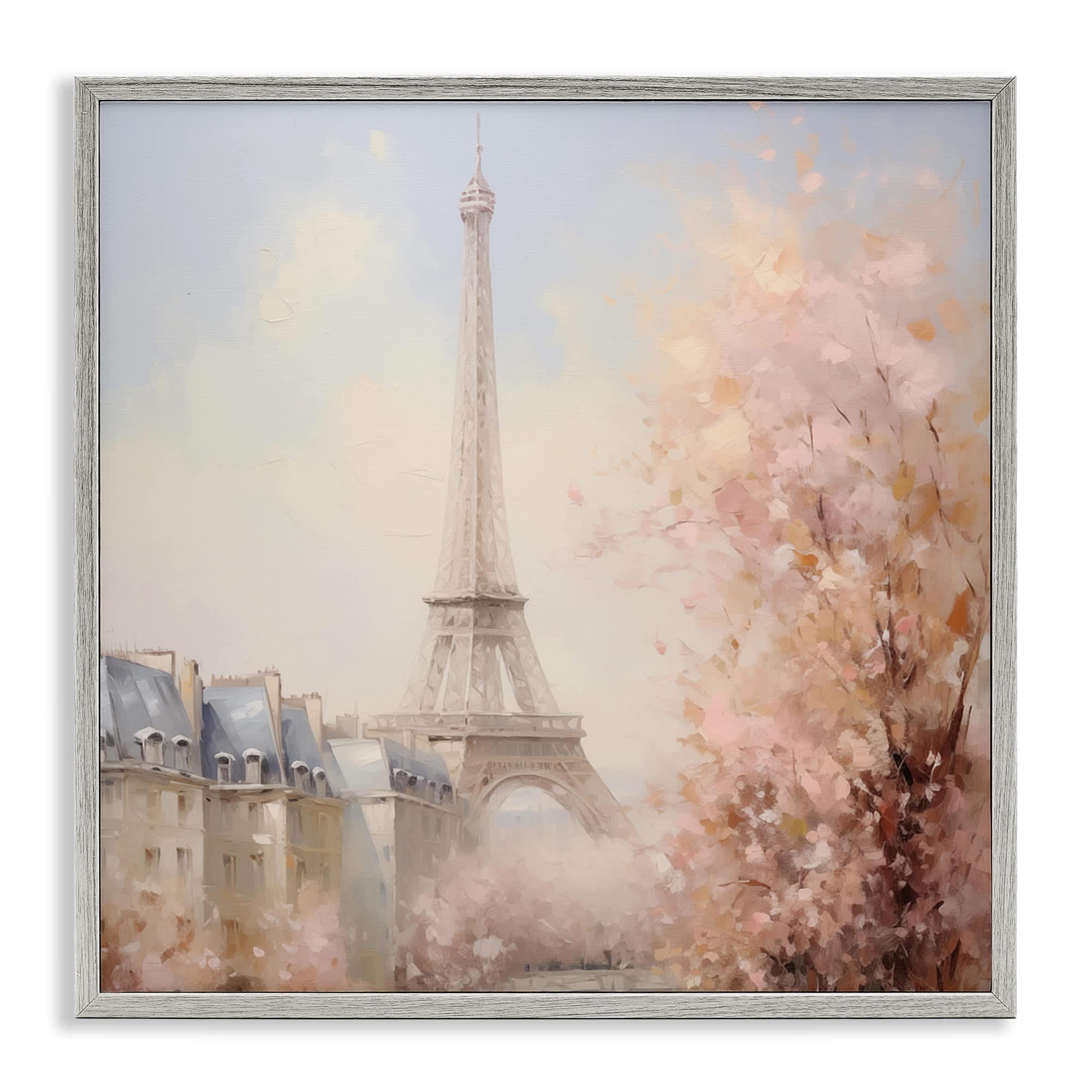 Stupell Industries BT-625-GFF-17X17 Parisian Eiffel Tower Cityscape Gray Framed Giclee Art By Arlington Prints 17 x 17