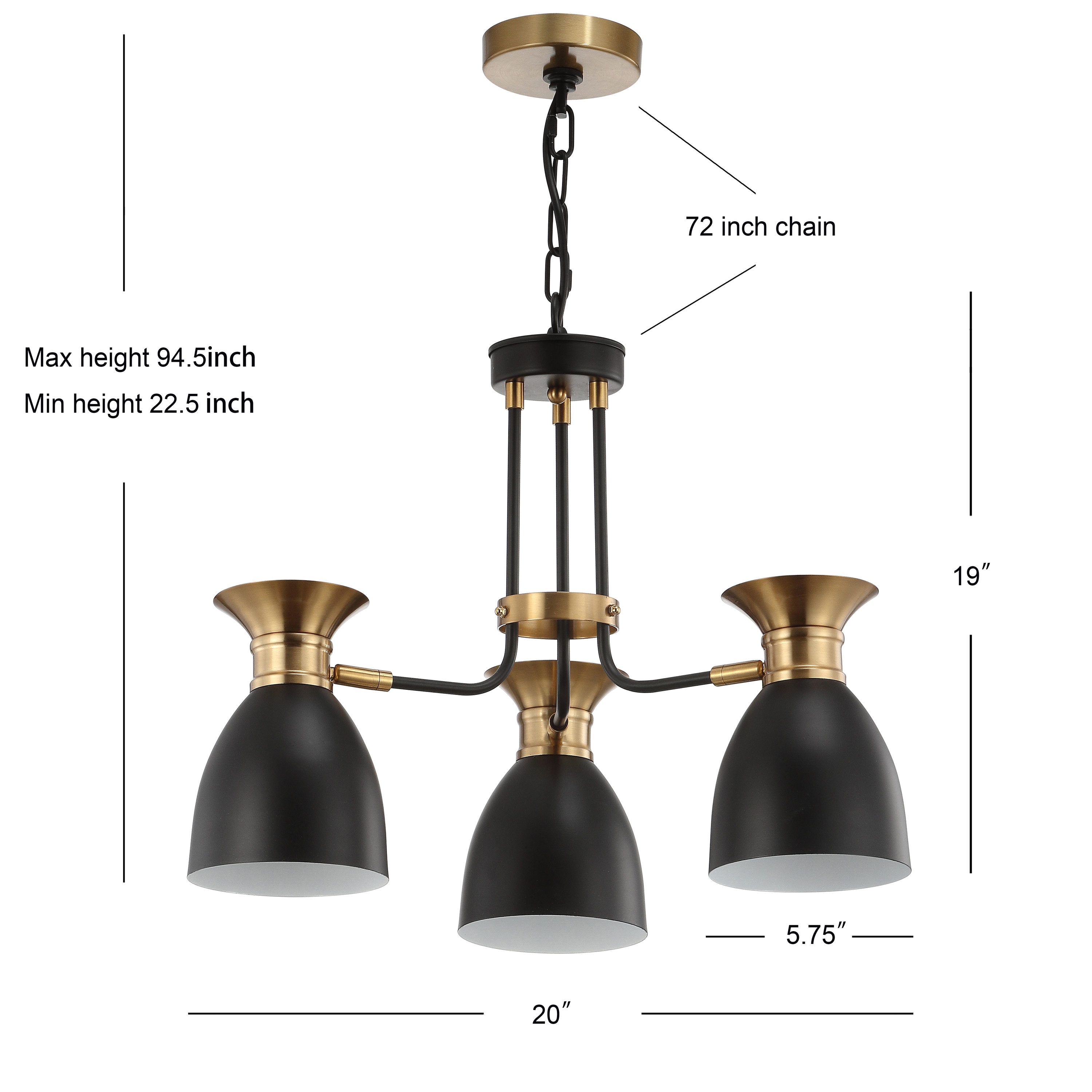 Middleton 20" Black/Brass Gold Metal LED Sputnik Chandelier