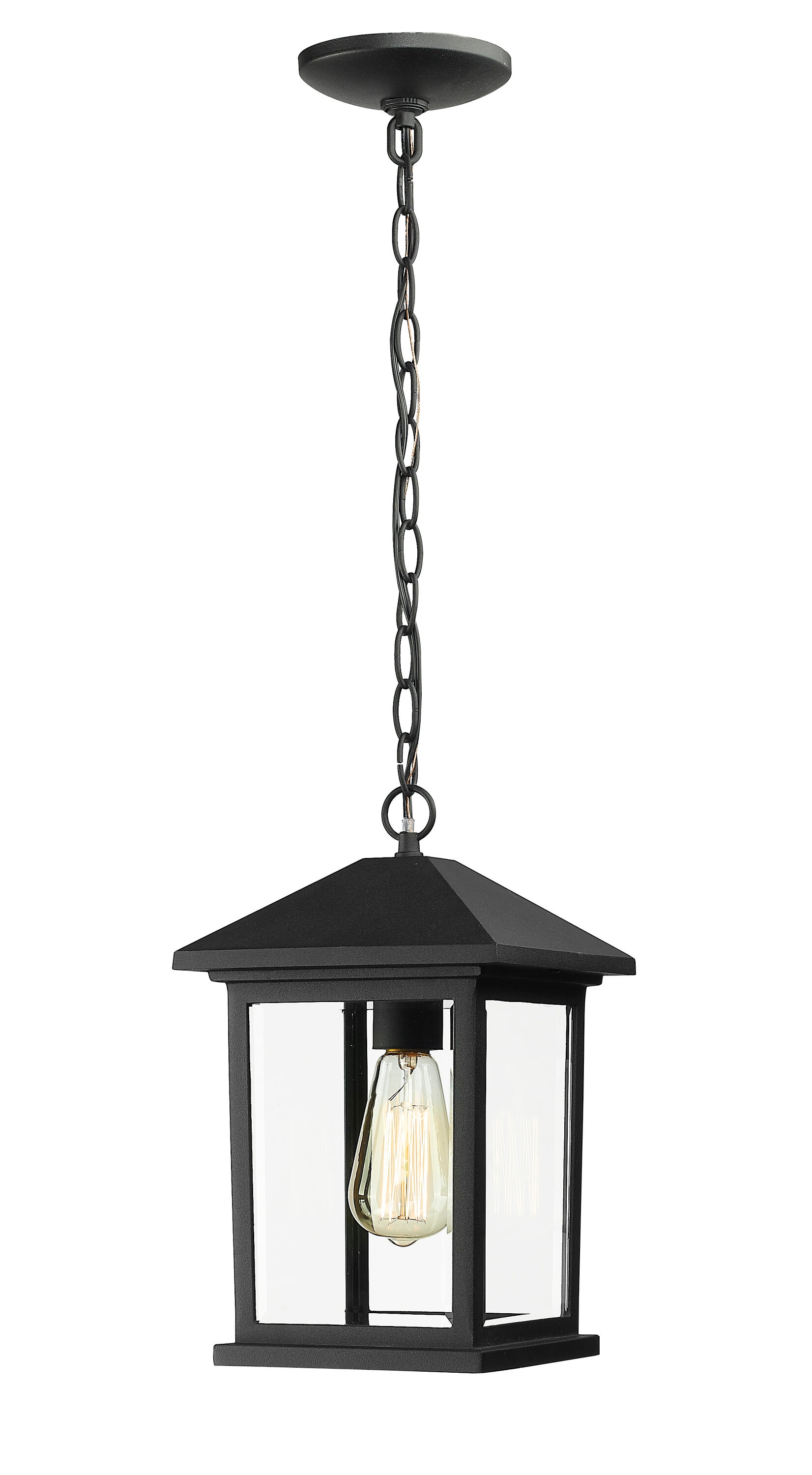 Acclaim Lighting Madison Matte Black Traditional Beveled Glass Lantern Pendant Light