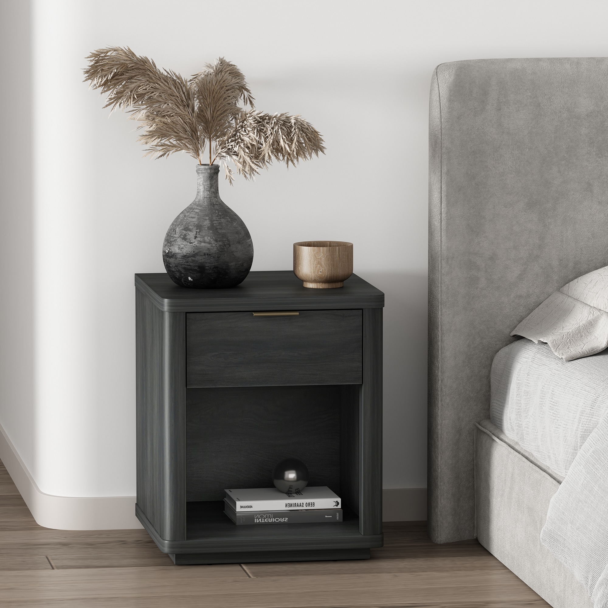 Manhattan Comfort NS011-CH Evelyn Grey Nightstand