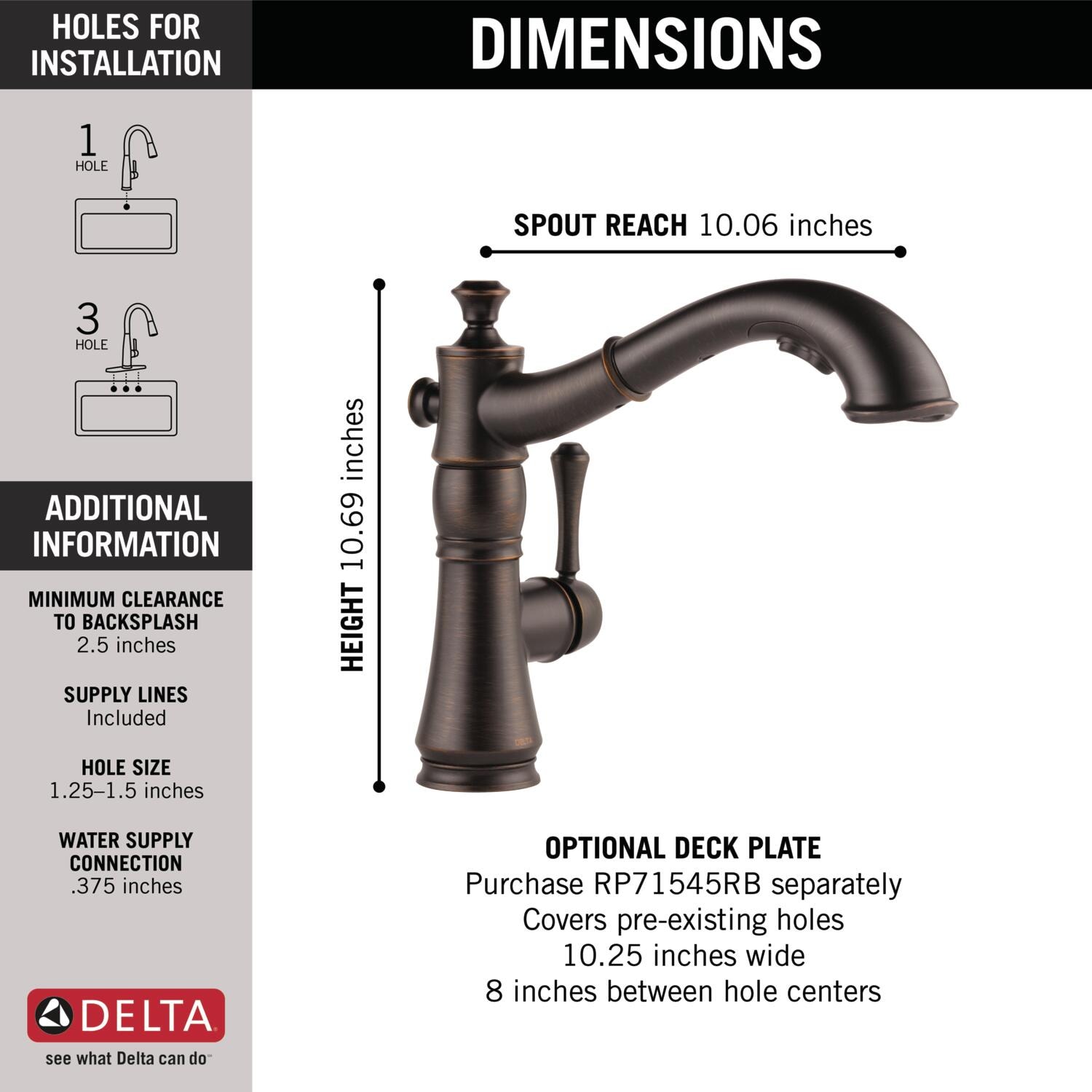 Delta Cassidy Venetian Bronze Single Handle Pull Out Kitchen Faucet With Sprayer 4197 Rb Dst At 0323