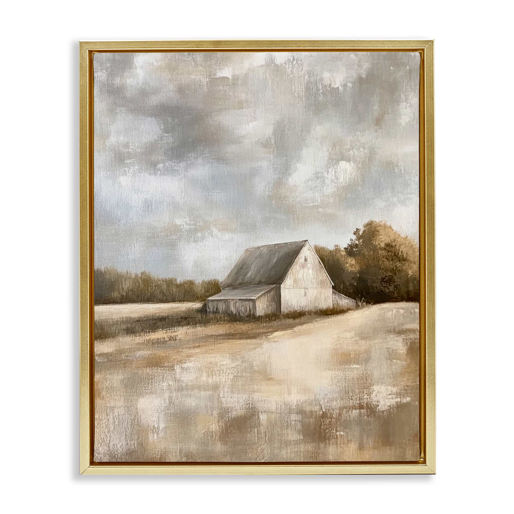 Stupell Industries BT-831-FFG-16X20 Cloudy Farm Landscape Floating Frame design by Petal Prints Design