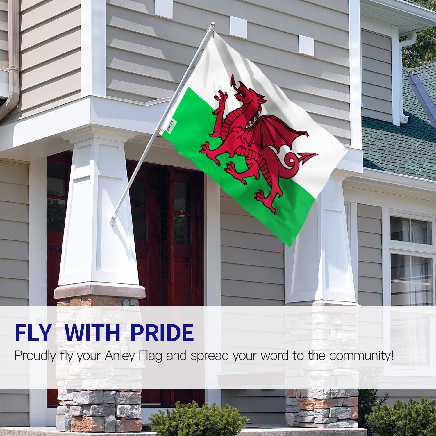 Welsh National Flag 3x5 Feet Polyester with Brass Grommets