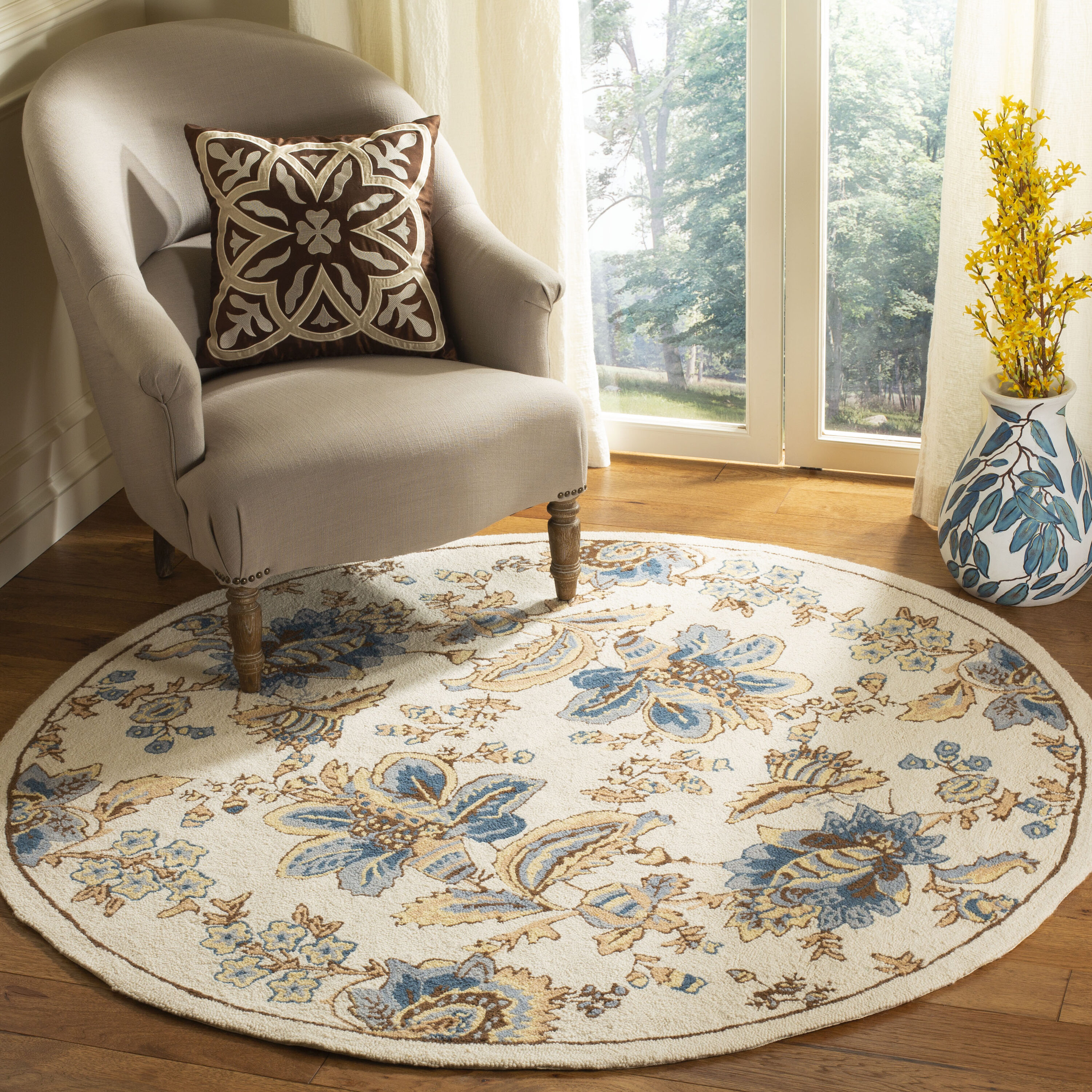 Chelsea Hooked Rug 309A Ivory 4in x 4in Rug
