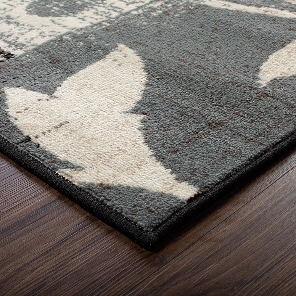 Beige and Brown Floral Patchwork Indoor Area Rug, 3' x 5'