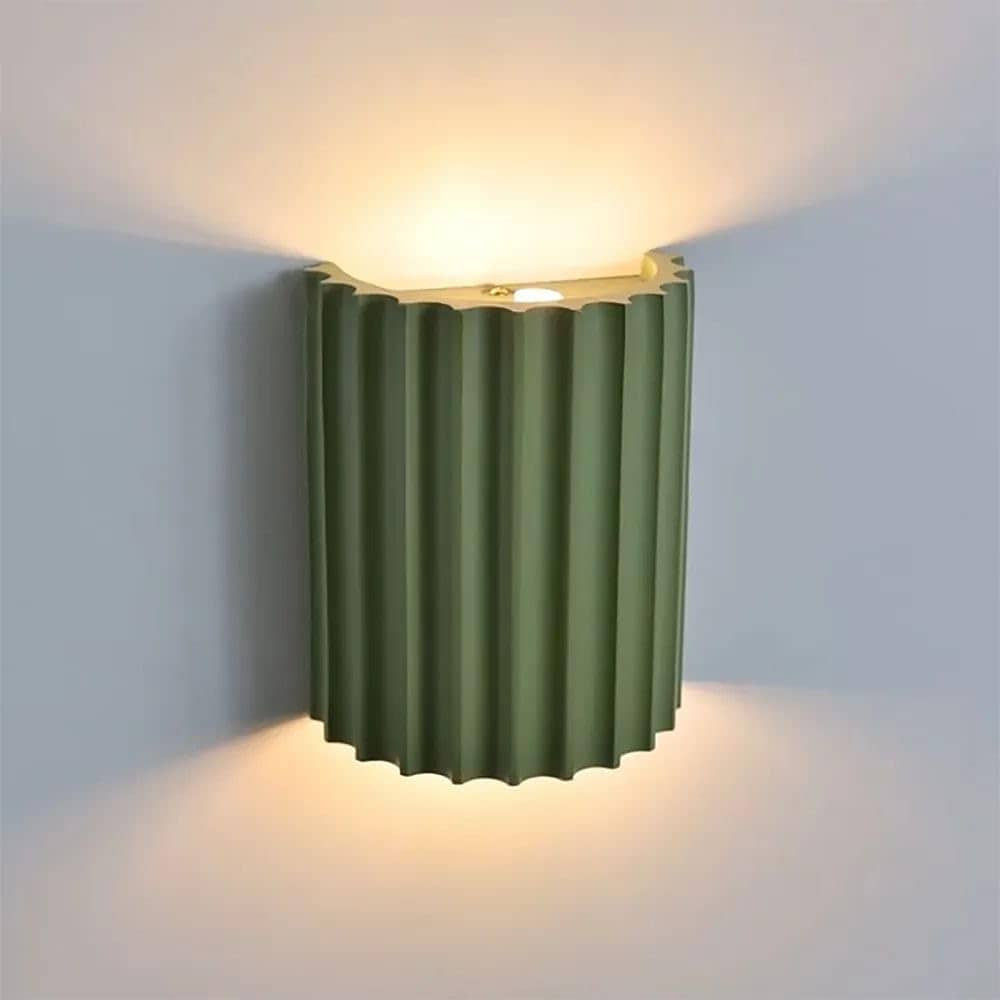 OMOMMD Modern LED Wall Sconce Nordic Half-Cylinder Tree Root Design Up Down Light Green
