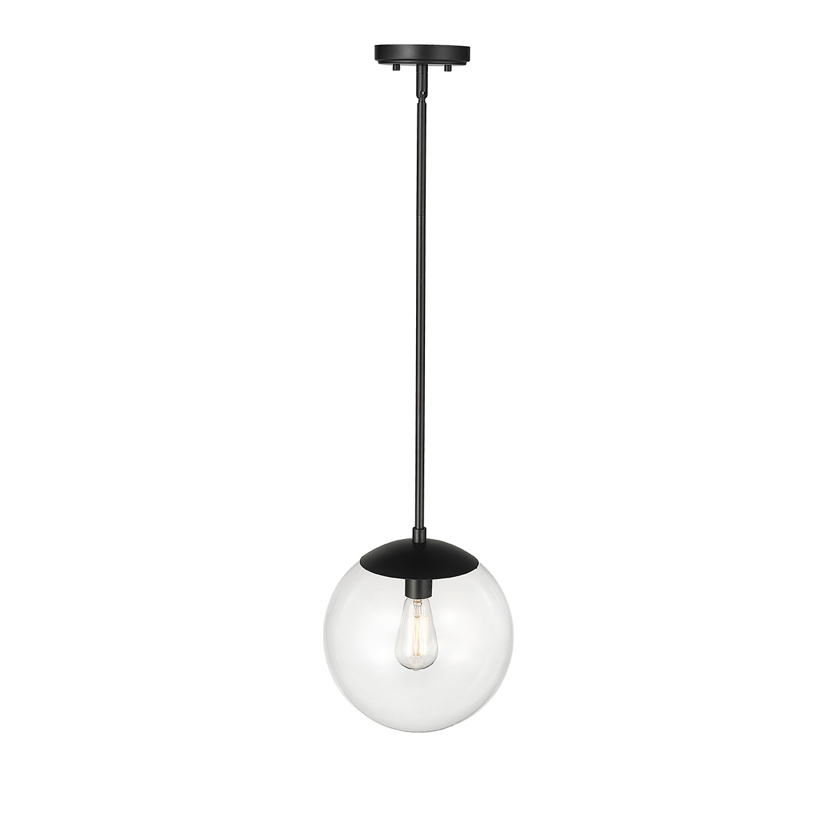 Avell Matte Black 11" Square Glass Pendant Light