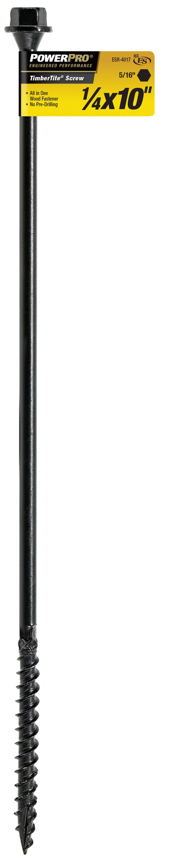 Power Pro 49112 1/4-in x 10-in Black Epoxy Hex -Head Exterior Structural wood screws