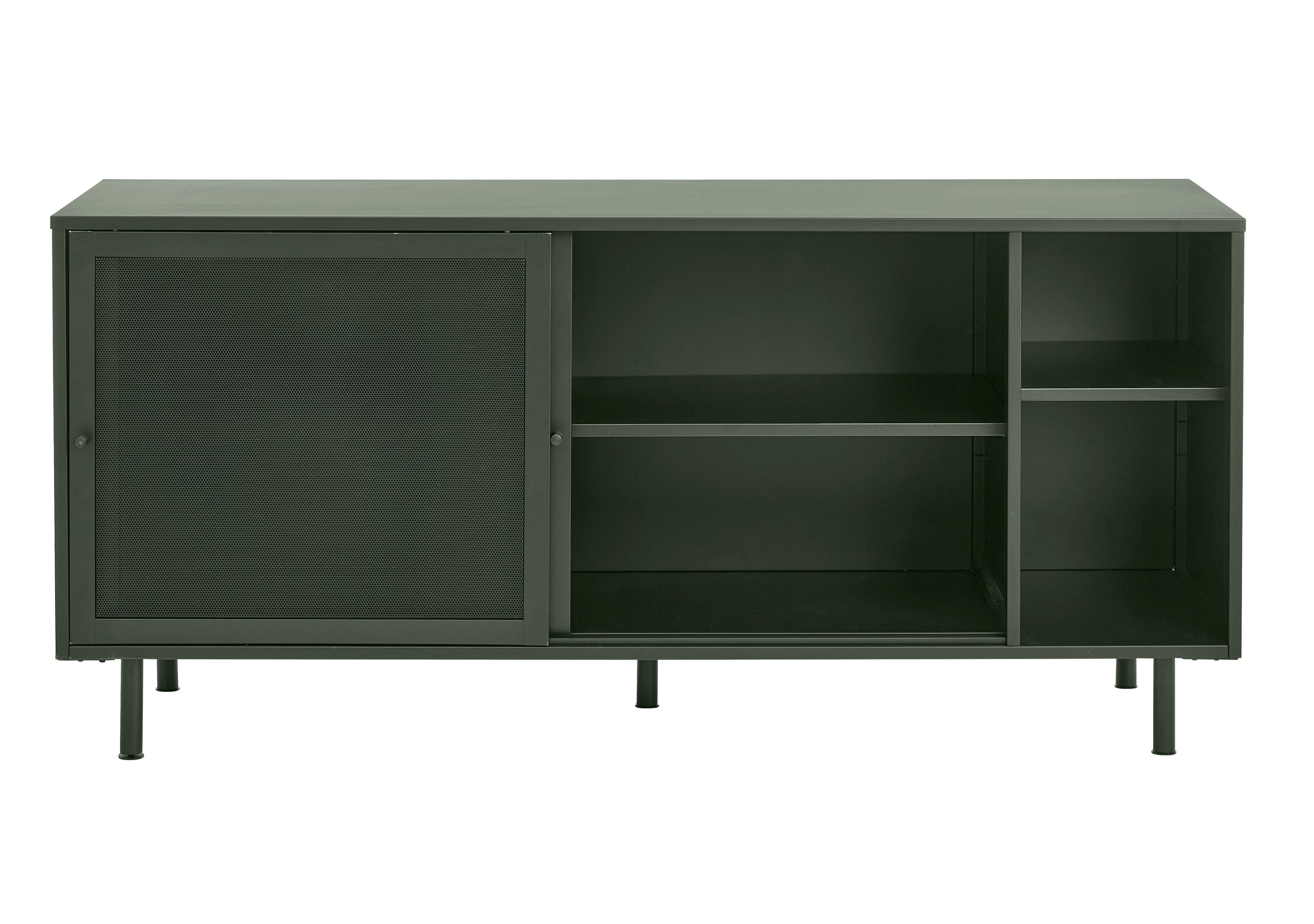 Olive Green Metal Mesh Contemporary Sideboard with Adjustable Shelves