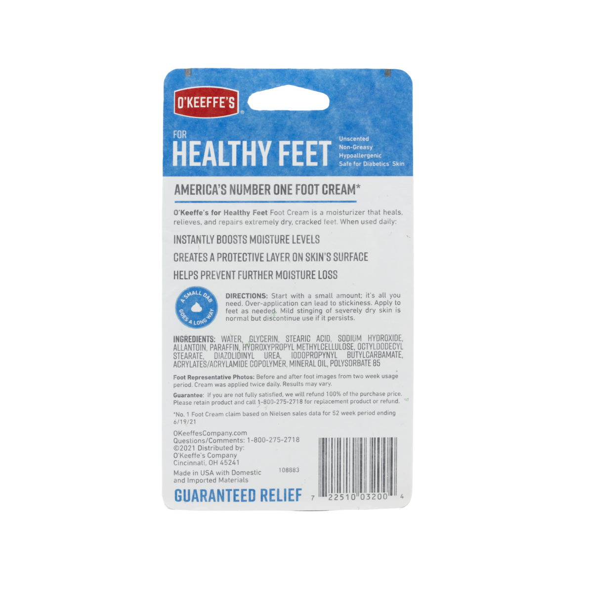 O'Keeffe's Working Hands Hand Cream, 3.4 Ounce Jar and Healthy Feet Foot  Cream, 3.2 Ounce Jar