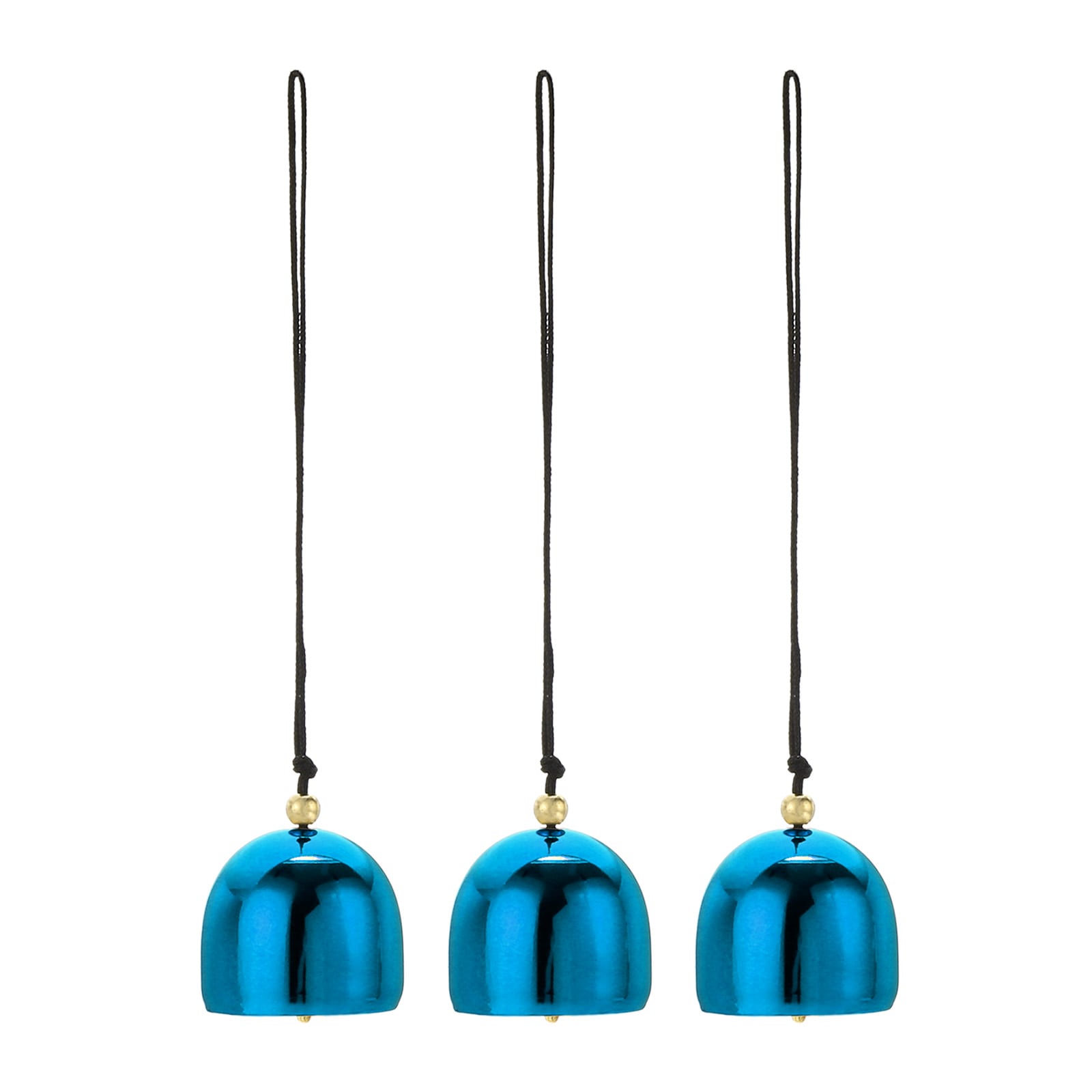 PATIKIL 3 Pcs Wind Chime Hanging Bells Temple Bells Retro Outdoor Hanging Metal Chinese Wind Chime Round with Lanyard for Outside Garden Camping 28 25mm Blue Black