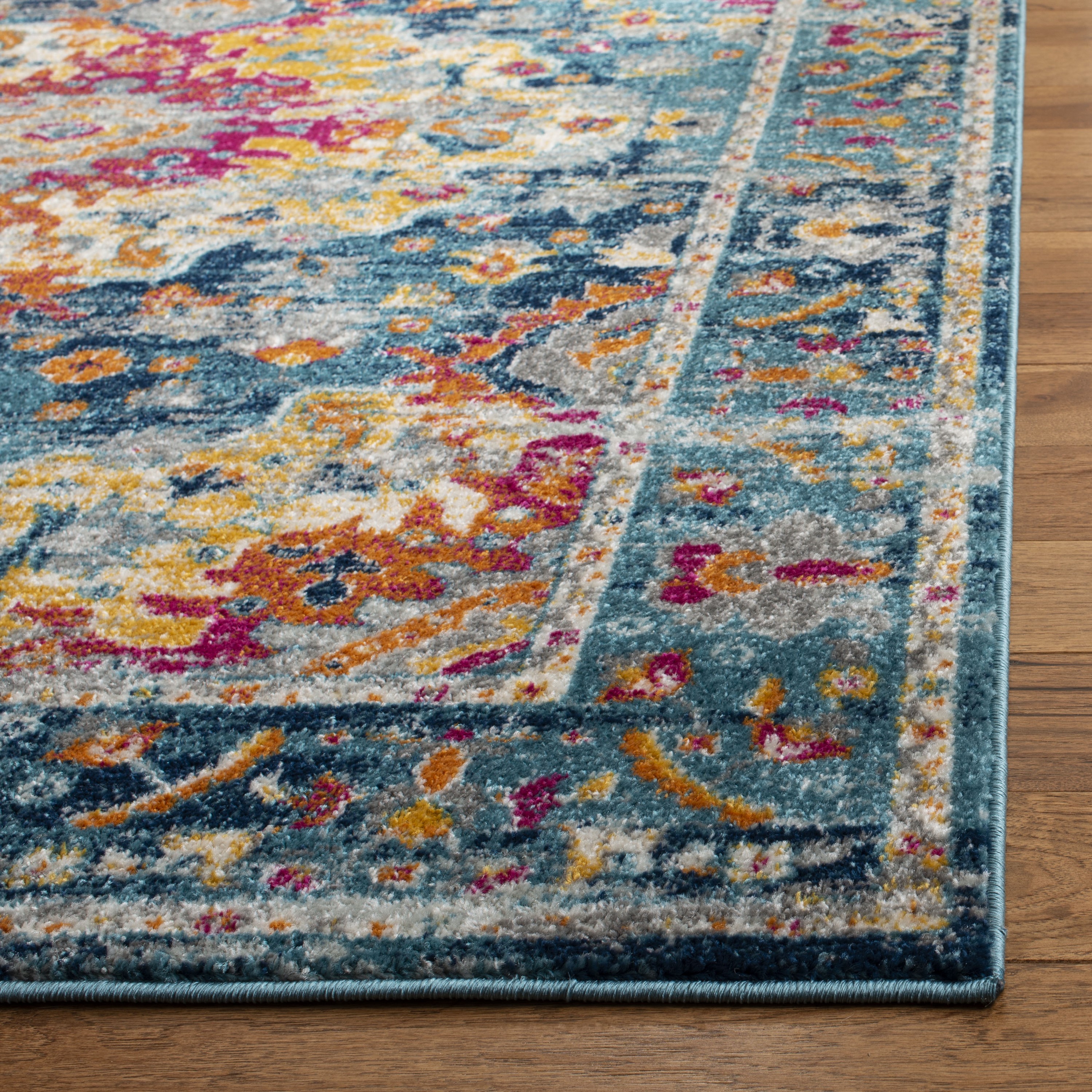 Reversible Teal and Fuchsia 8' x 10' Easy-Care Synthetic Area Rug