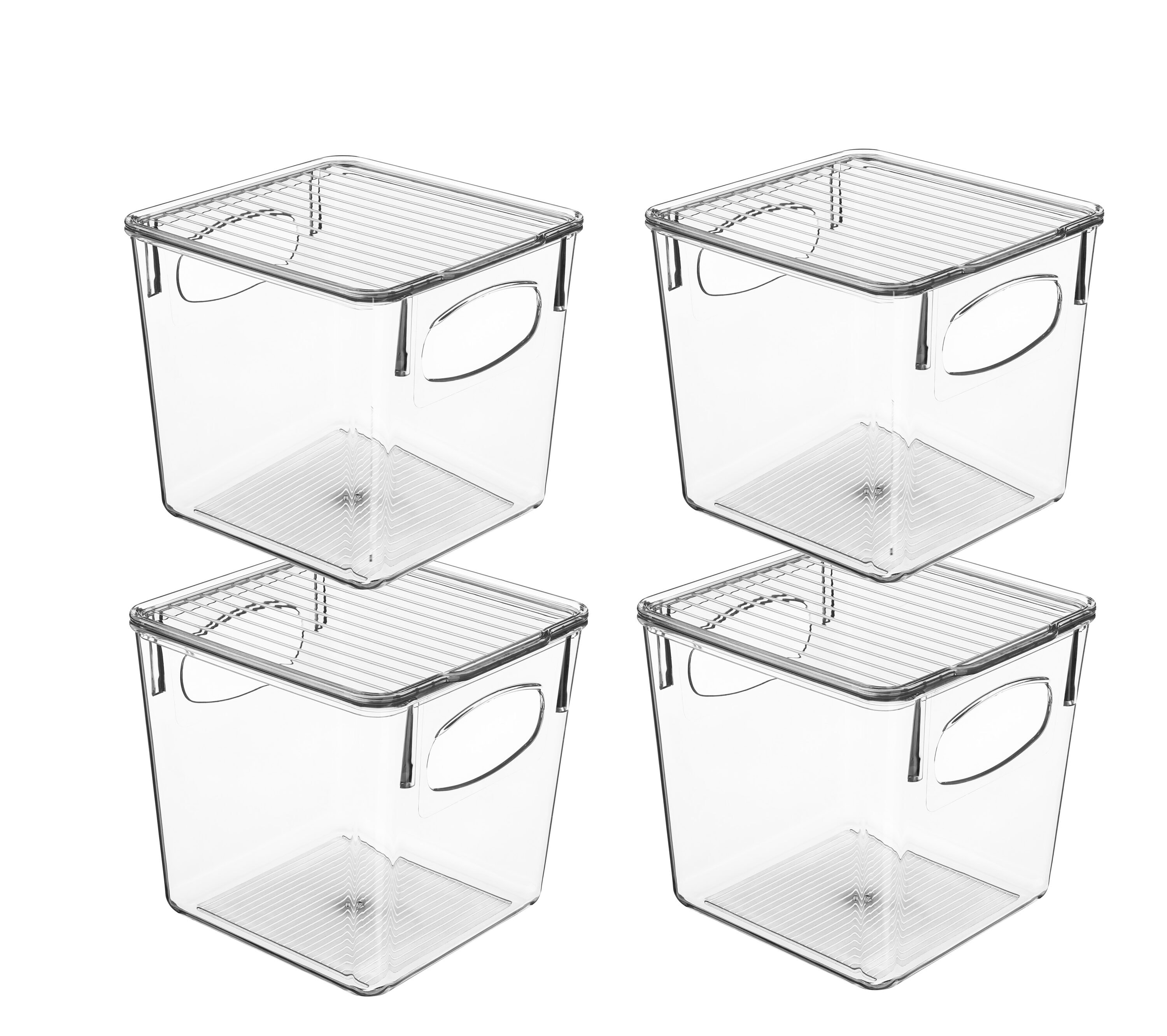 Sorbus 4 Pack Clear Plastic Storage Bins With Handles - Refrigerator, Freezer, Pantry, Organizers