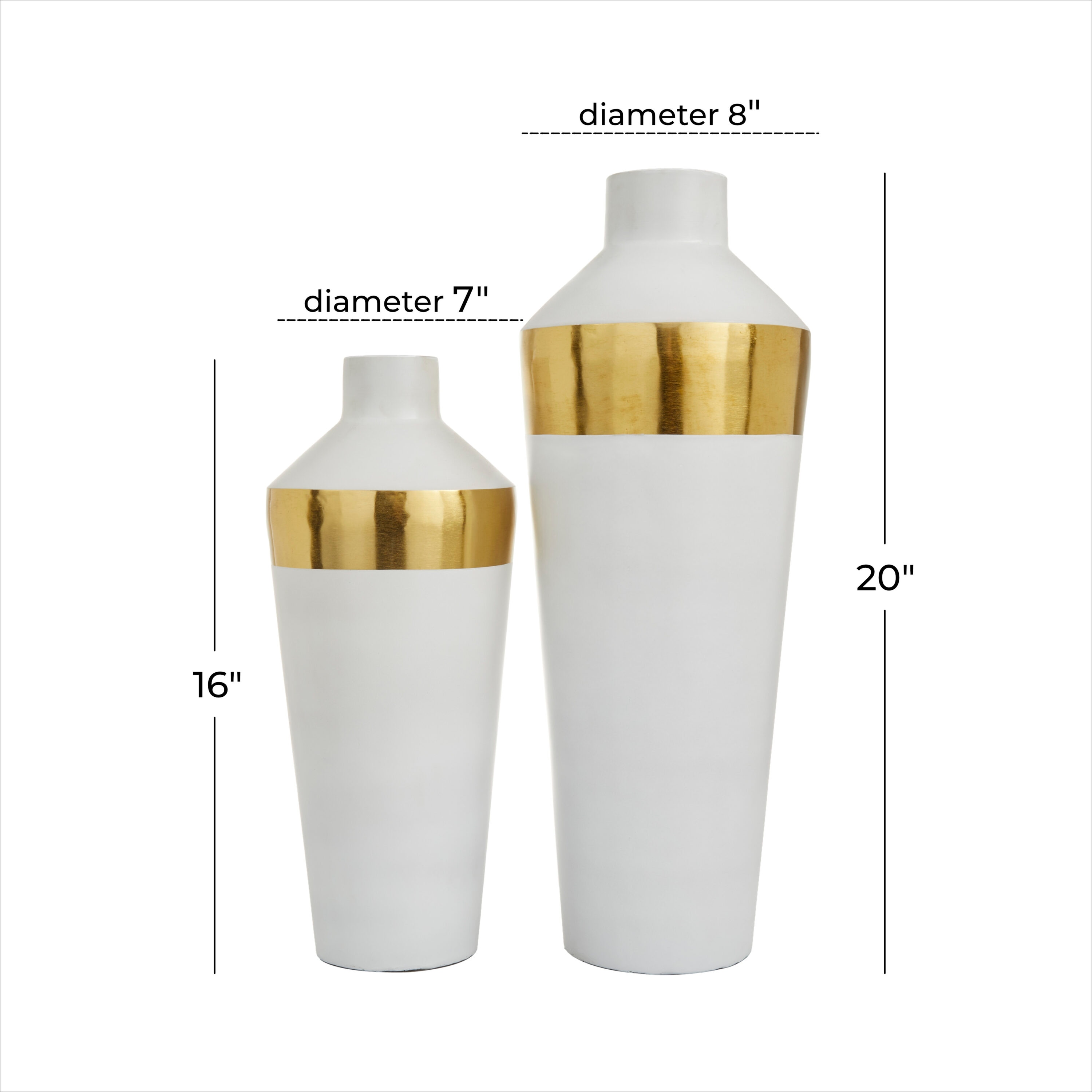 Contemporary Light Metal Bouquet Vase Duo - Round 20" Set
