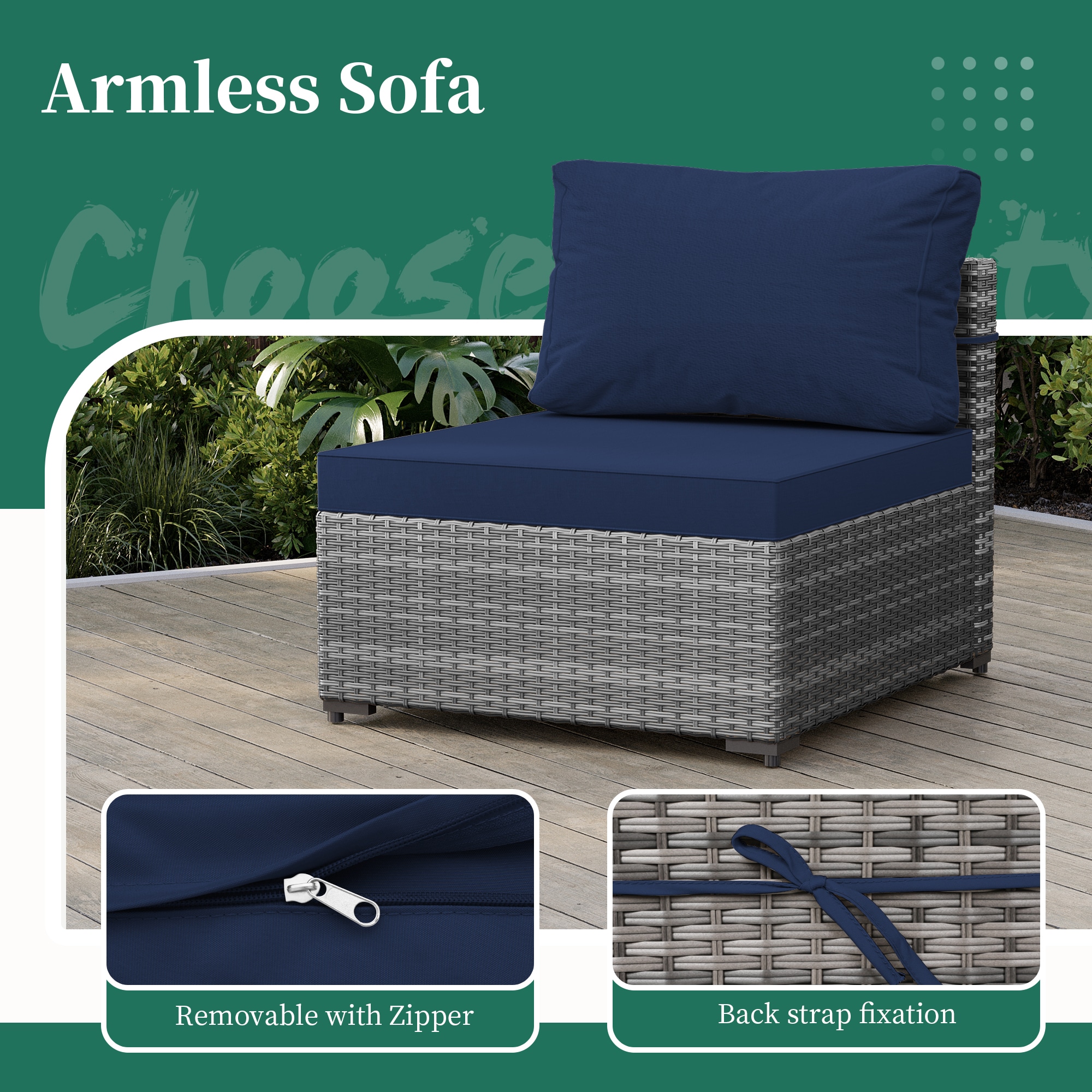 UPHA TBDK-ABC-NAVYBLUE Patio-Conversation-Sets - View #9