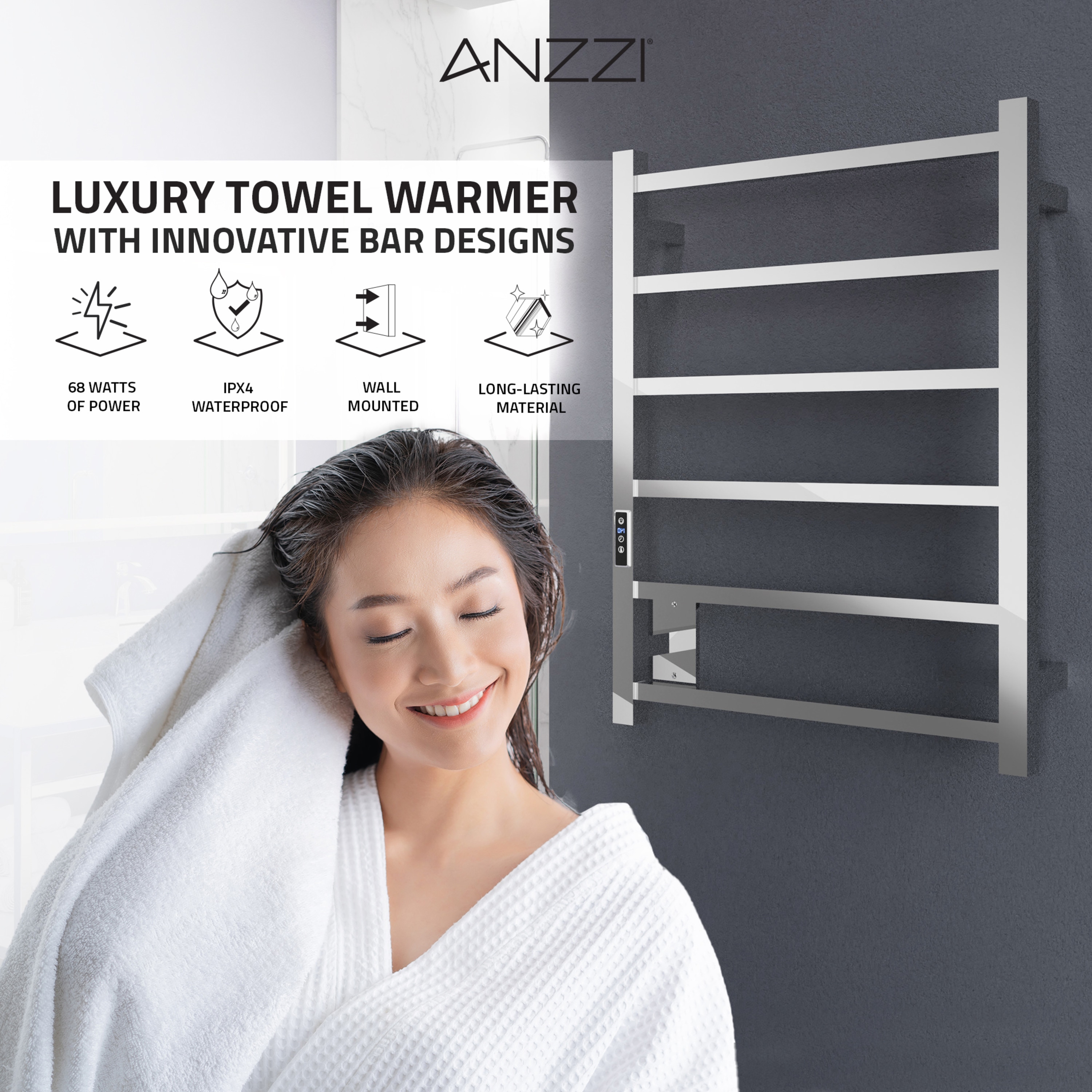 Charles Series Polished Chrome Stainless Steel Wall Mounted Towel Warmer