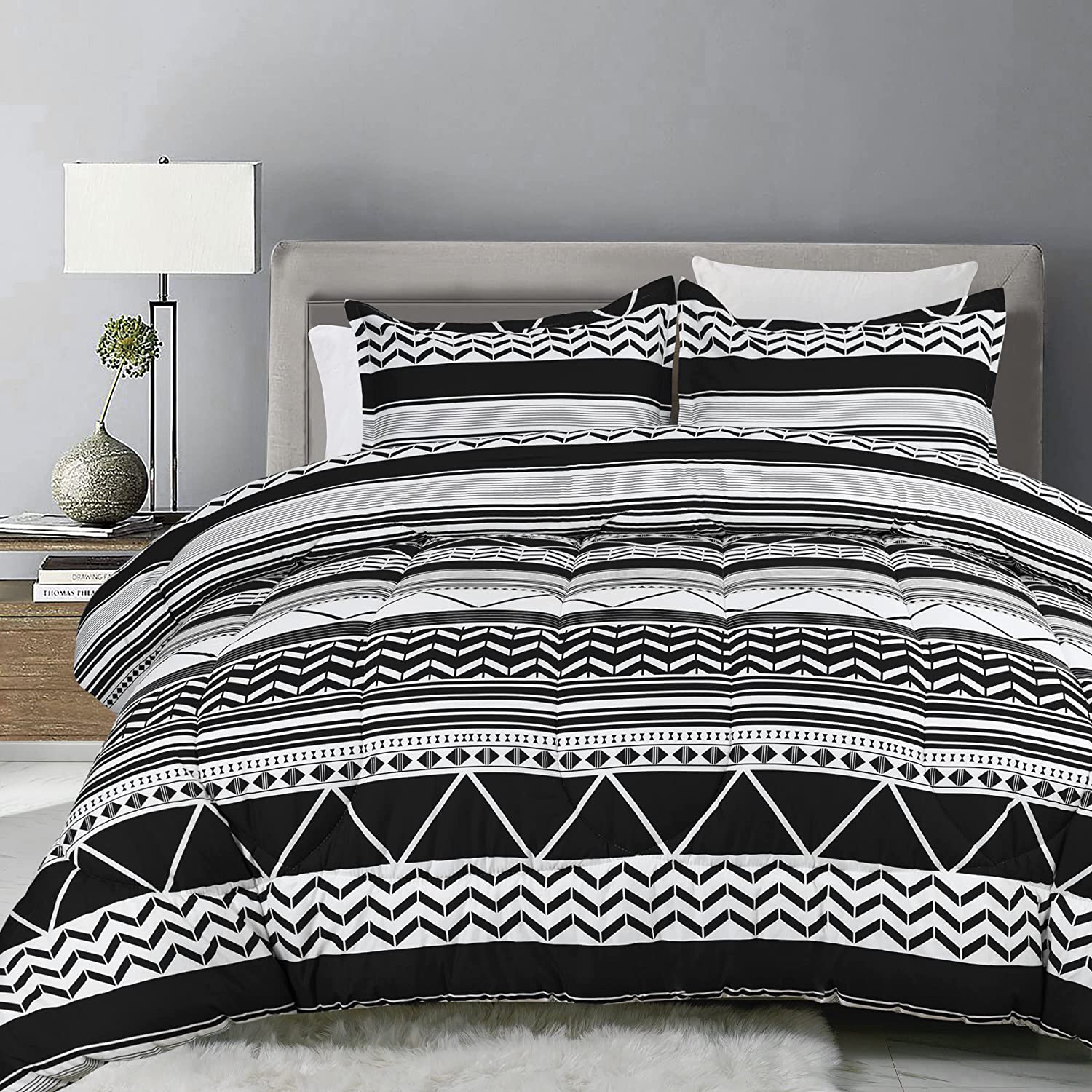 Shatex Bedding-Set 2-Piece Black Queen Comforter Set in the Bedding ...