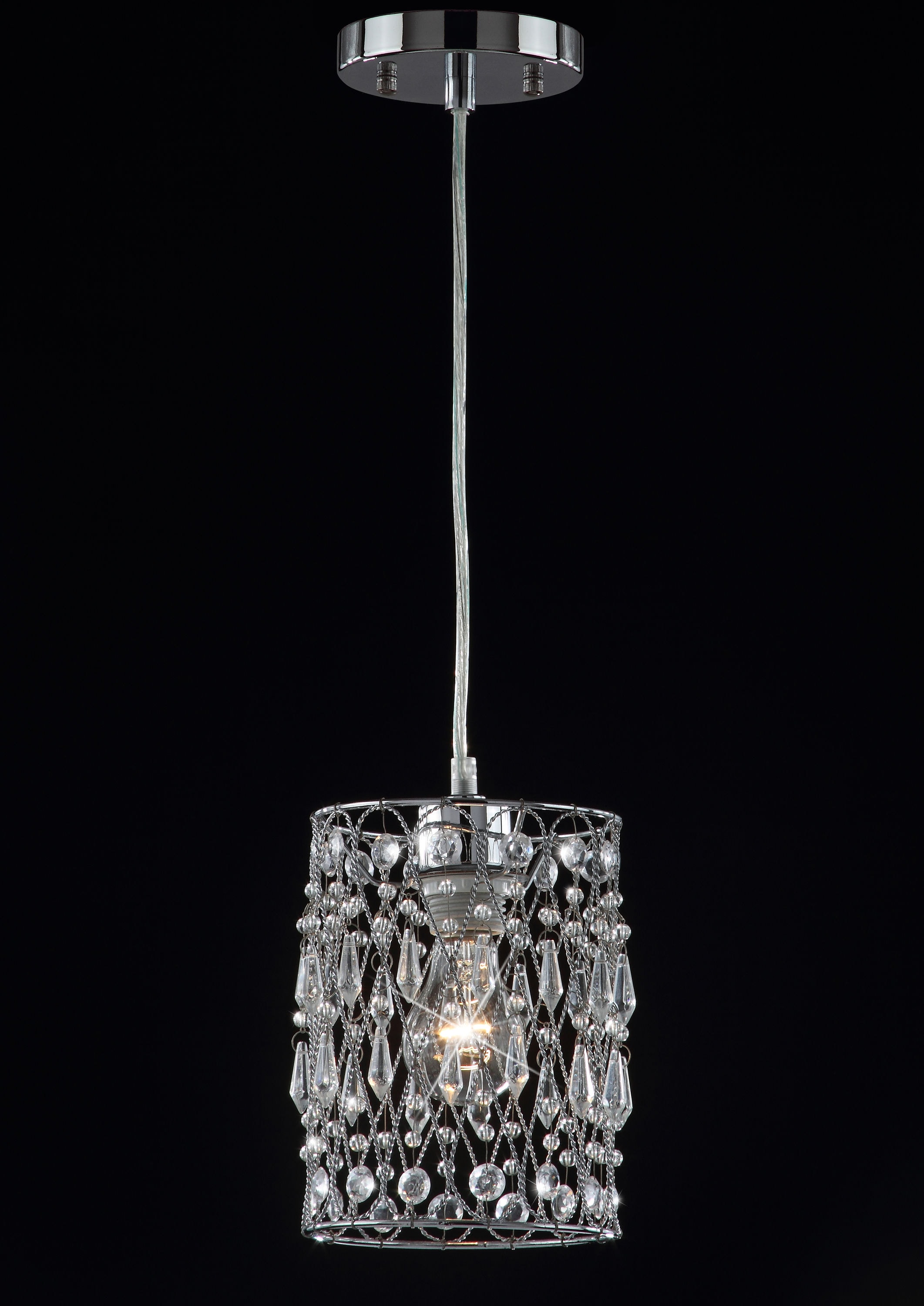 Vega Chrome Crystal Beaded Adjustable Pendant - Contemporary Elegance