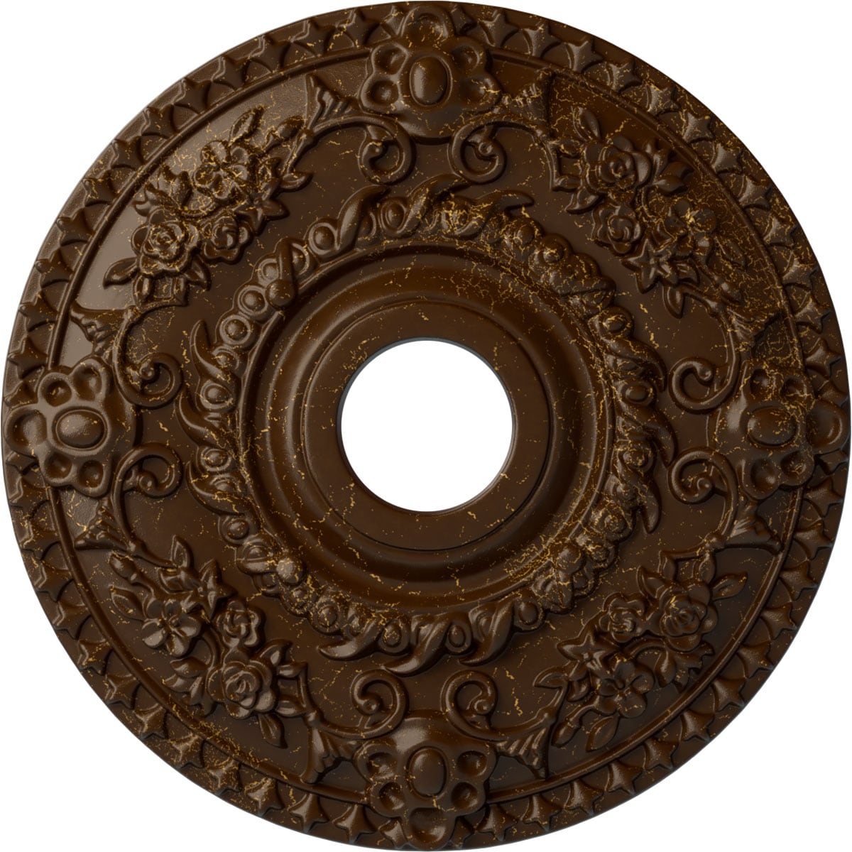Ekena Millwork CM18RORBC Rose 18-in W x 18-in L Painted Root Beer Crackle Polyurethane Whole Ceiling Medallion