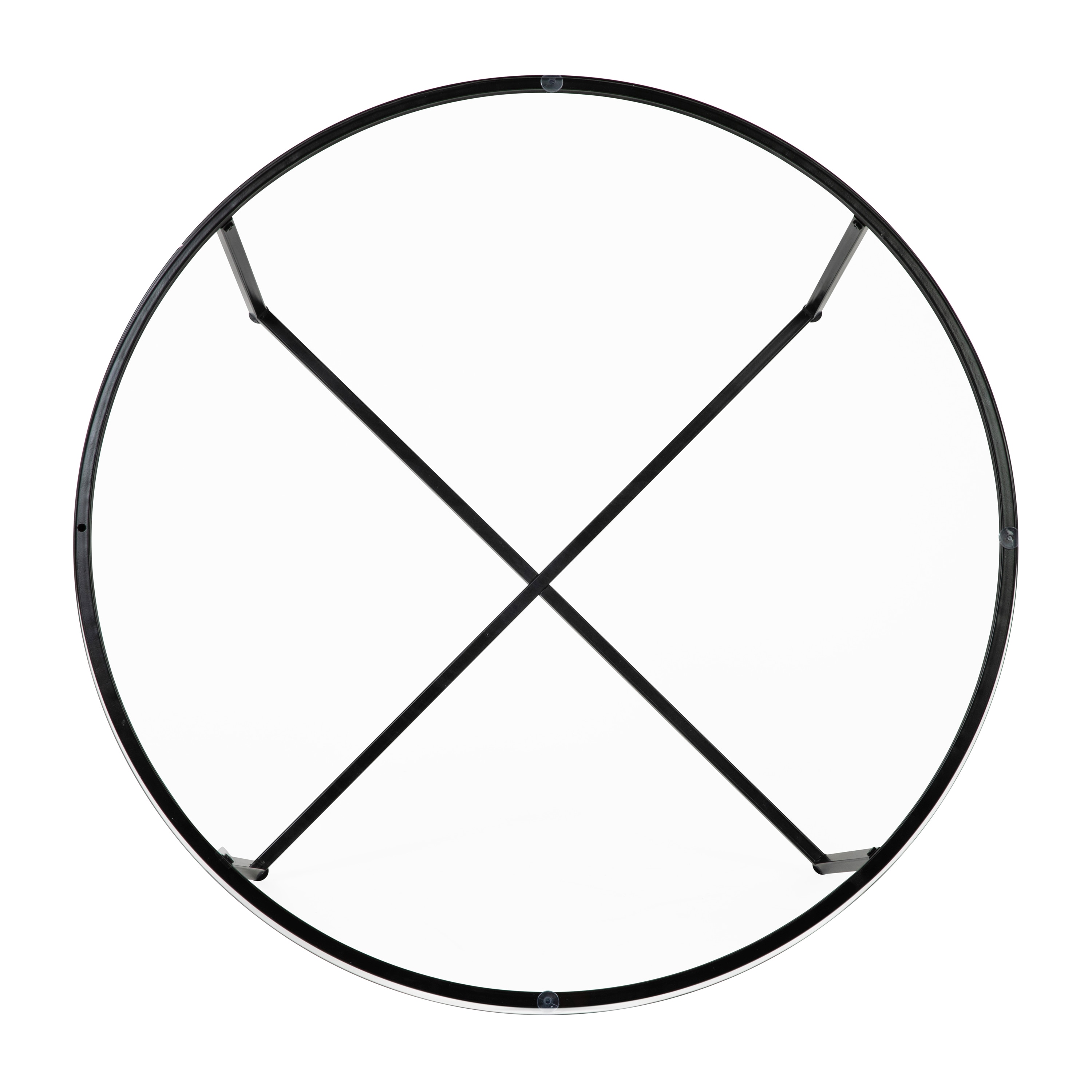 Elegant 35.5" Round Clear Glass Coffee Table with Matte Black Frame