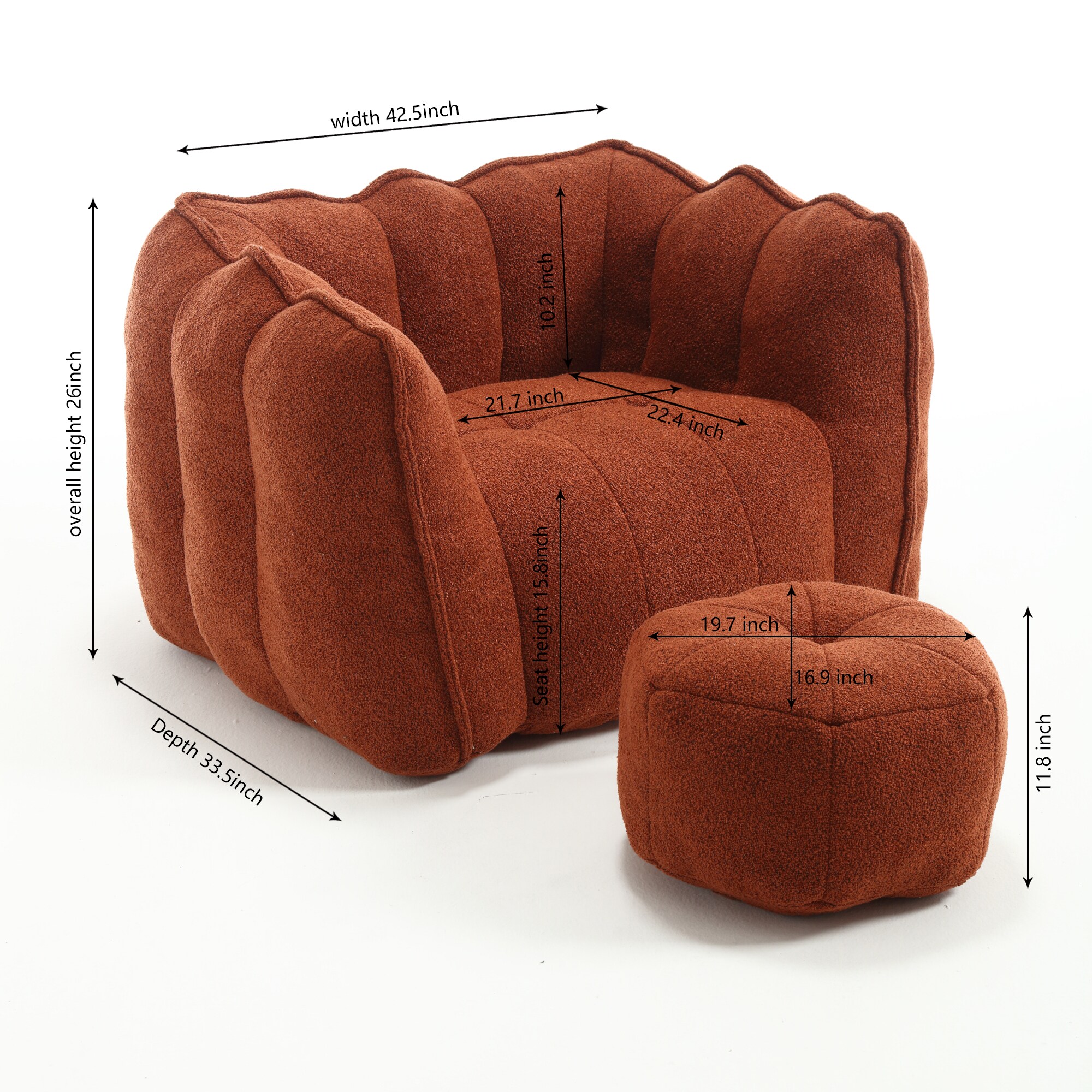 Hrinhom HC-W2002-RED Bean-Bag-Chairs - View #9
