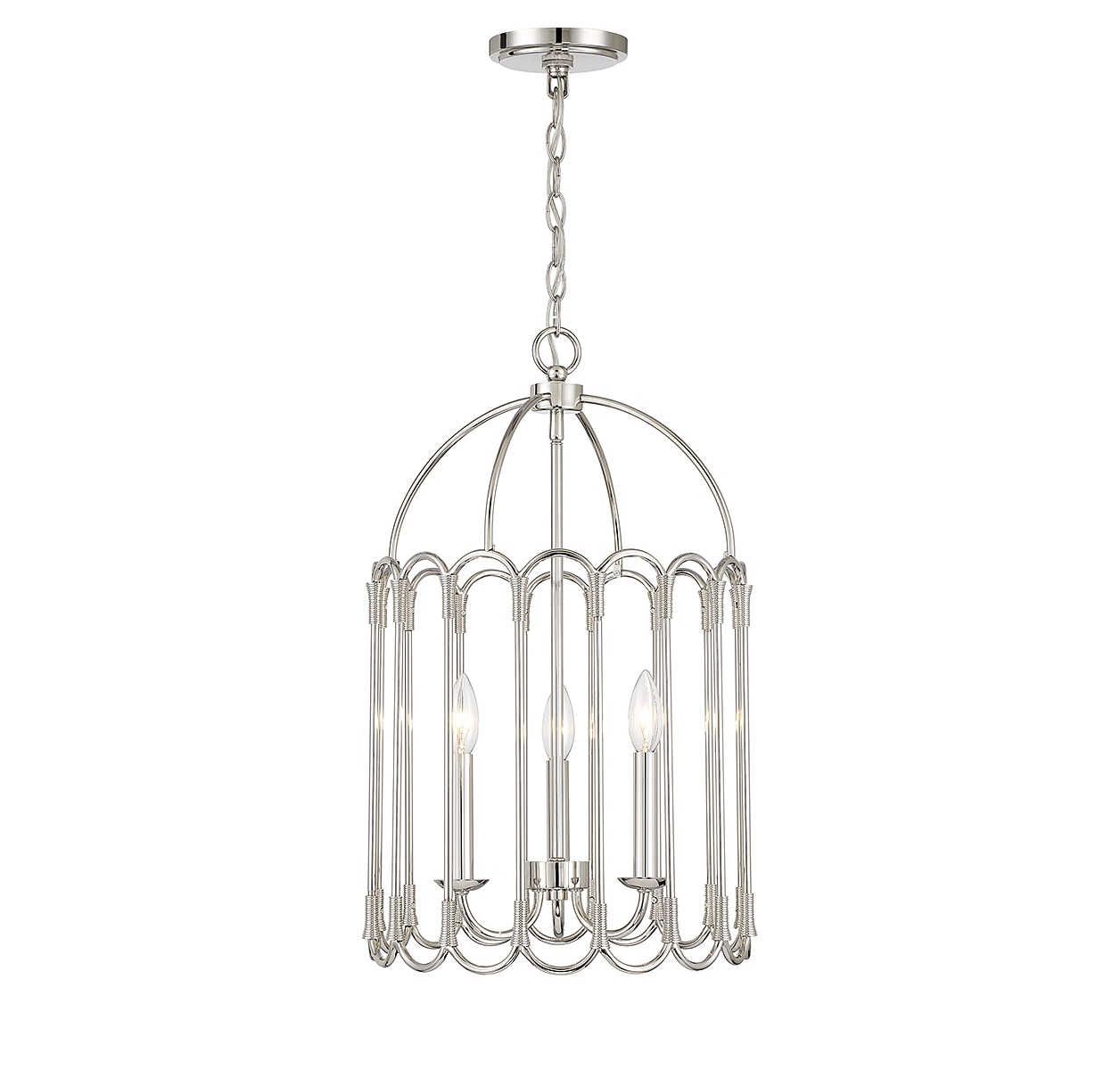 Meridian Lite Trends M30011PN Meridian 3 -Light Polished Nickel Modern/contemporary Geometric Medium Hanging Pendant light
