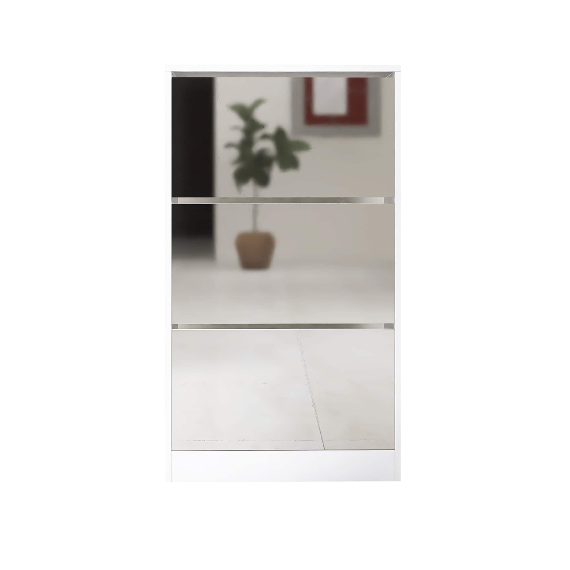 SINOFURN SYC080018WT 41.7-in H 3 Tier 18 pair White MDF Shoe cabinet