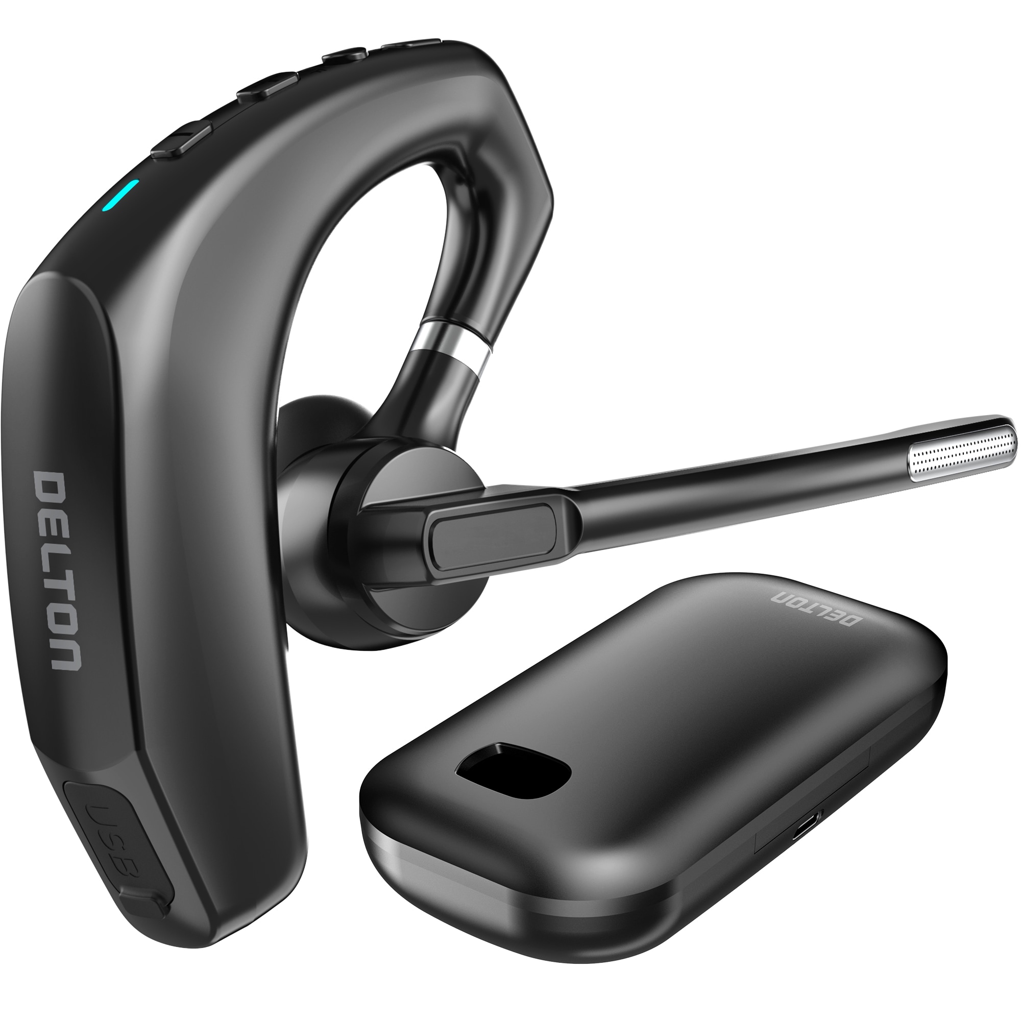 Delton  95X Wireless Noise Canceling MS Teams Bluetooth Headset and  Charging Case Black