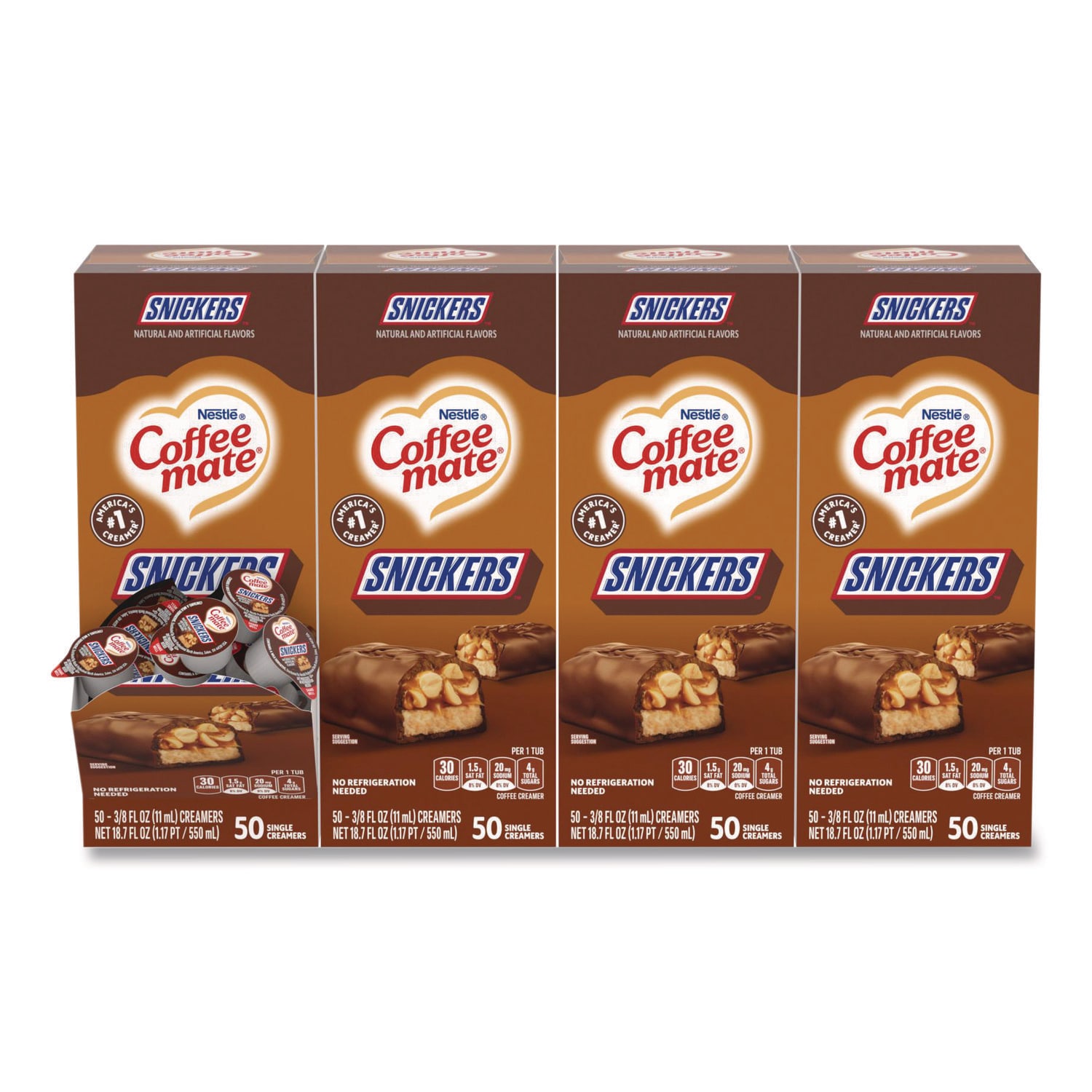 Coffee Mate Liquid Coffee Creamer Snickers 0.38 oz Mini Cups 200/Carton