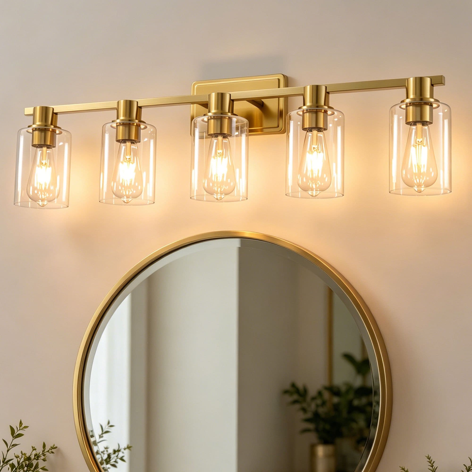 Lanmate -  35-in 5 Light Gold Transitional Bathroom Vanity light