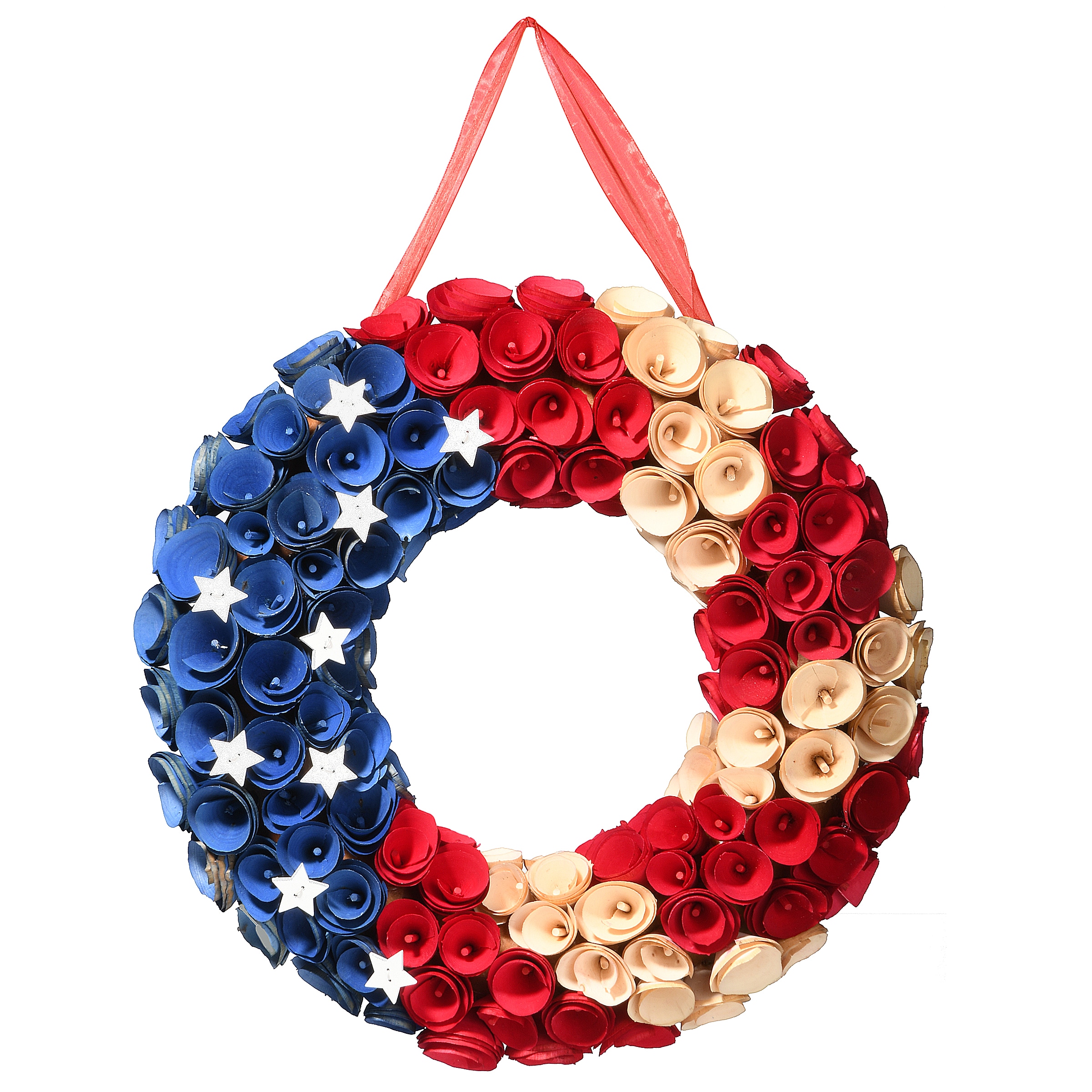 Nearly Natural PVC Indoor Wreath Flag 4th of July Decor in the