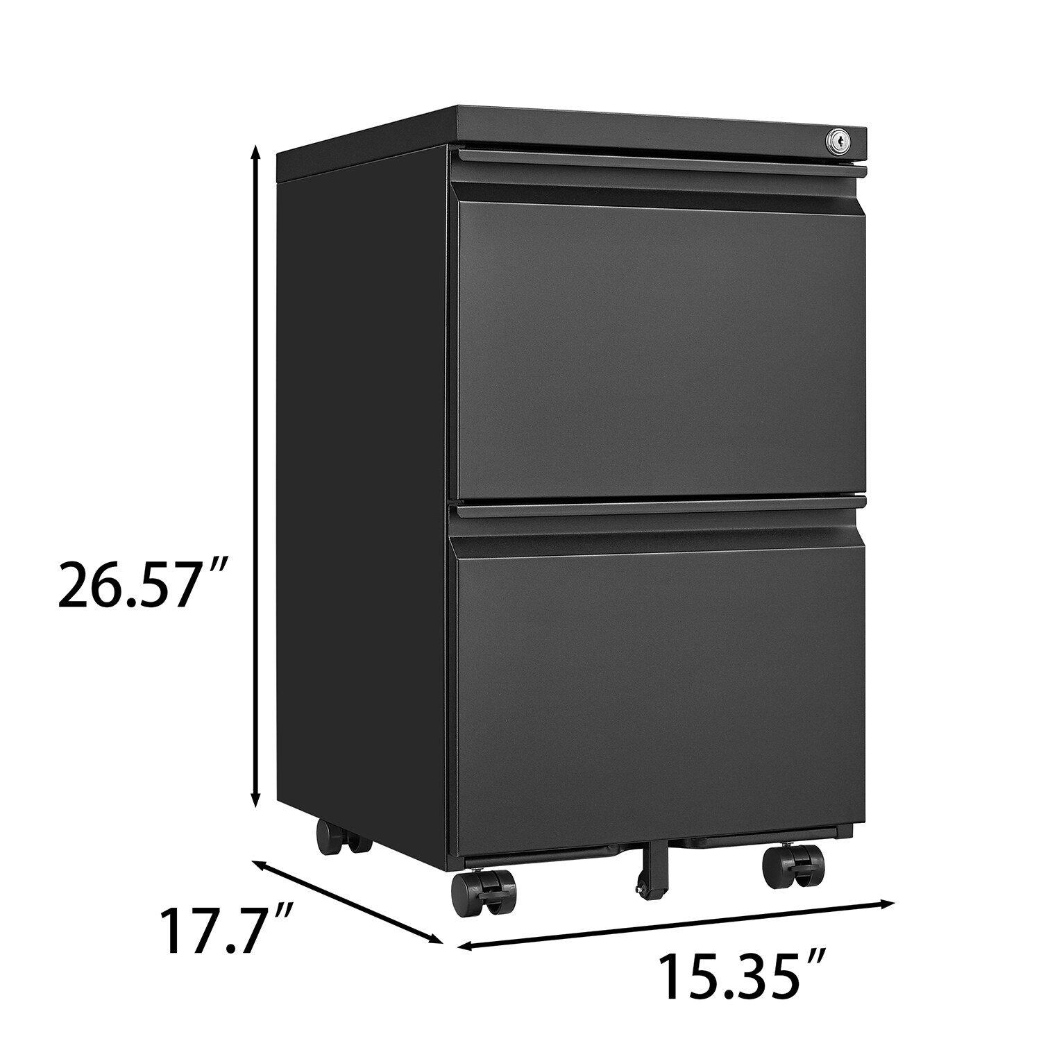 Mondawe Black 2-Drawer 17.7-in File Cabinet