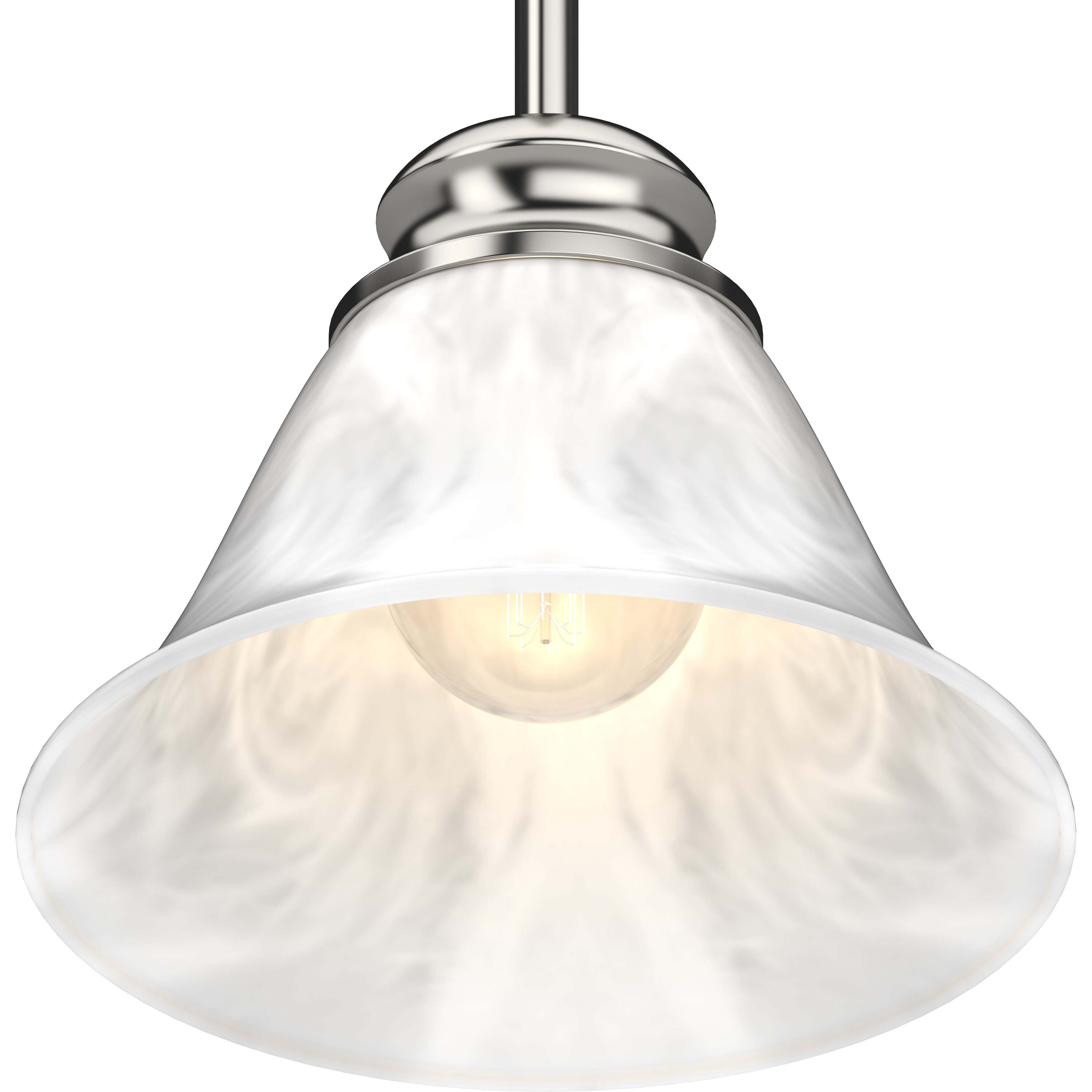 Brushed Nickel Mini Pendant with Alabaster Glass Shade