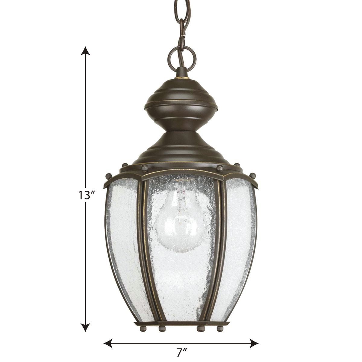 Antique Bronze Glass LED Hanging Lantern