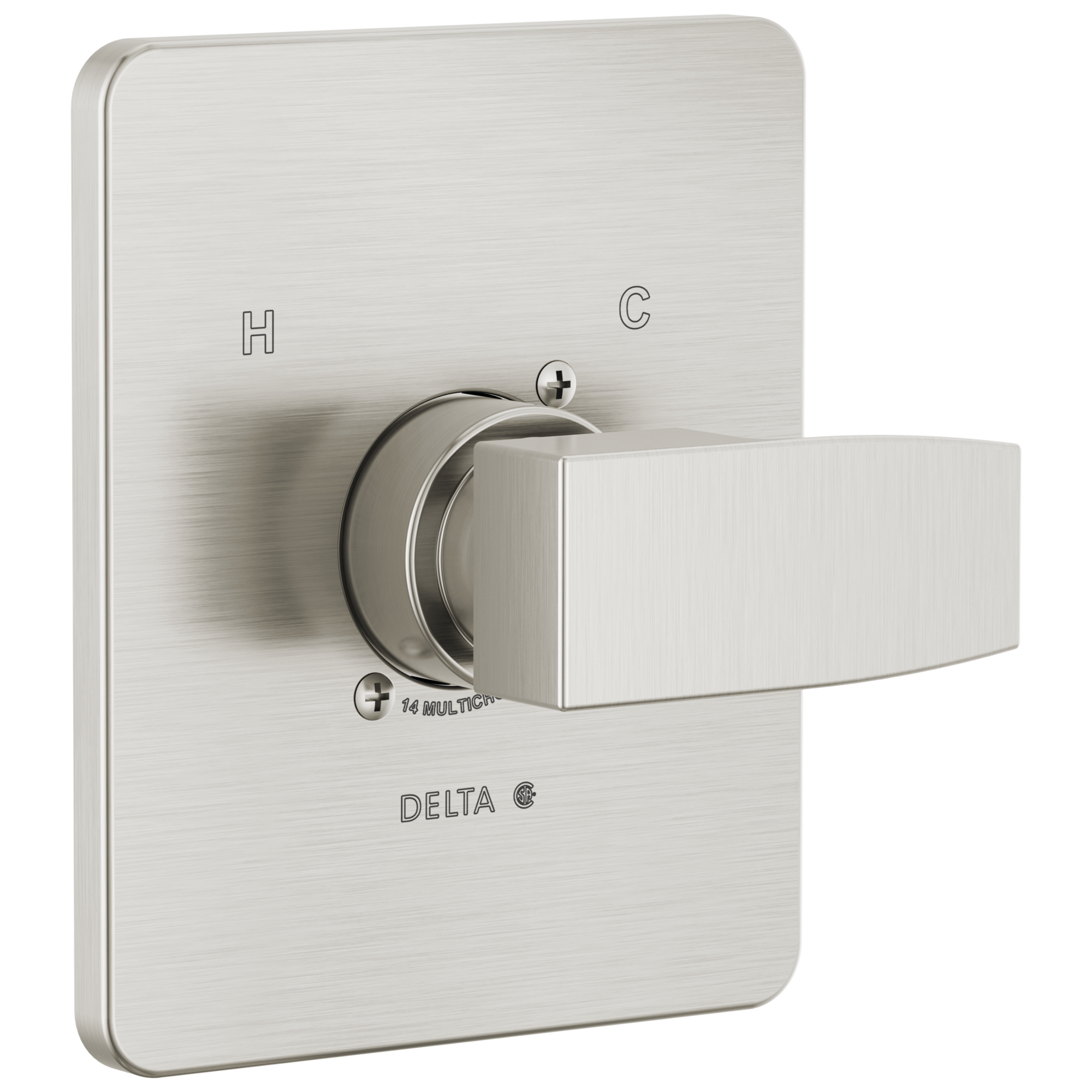 Delta T14067-SS-PP Modern Stainless Steel 3.19-Inches Universal Bathtub/Shower Diverter 0.5-Inches -ID