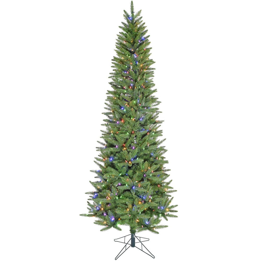 Fraser Hill Farm FFWF075-6GR 7.5-Feet Winter falls Pre-lit Slim Artificial Christmas Tree with Color Changing LED Lights