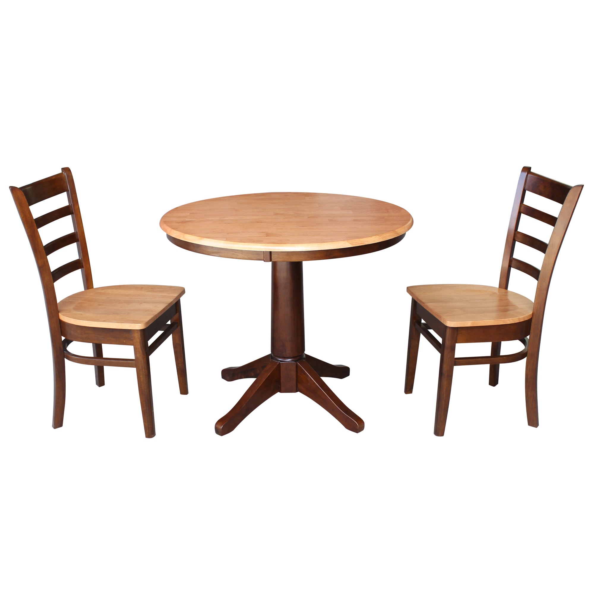 International Concepts K58-36RT-27B-C617-2 Cinnamon/espresso Casual Dining Room Set with Round Table ( Seats 2 )